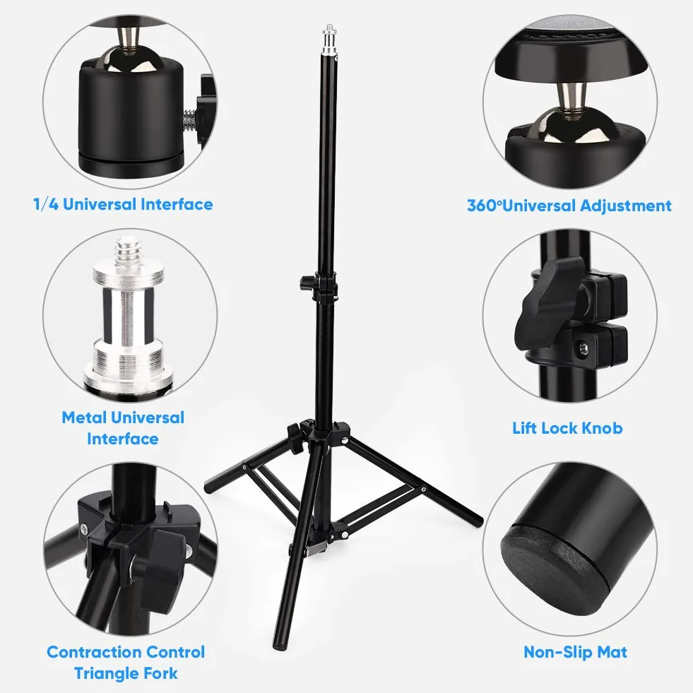 luce, 6"Standing Circle Light 3 10 Livello luminosità, Lampada Selfie per Trucco a LED (con treppiede e supporto telefono cellulare), con telecomando,Youtube, TikTok