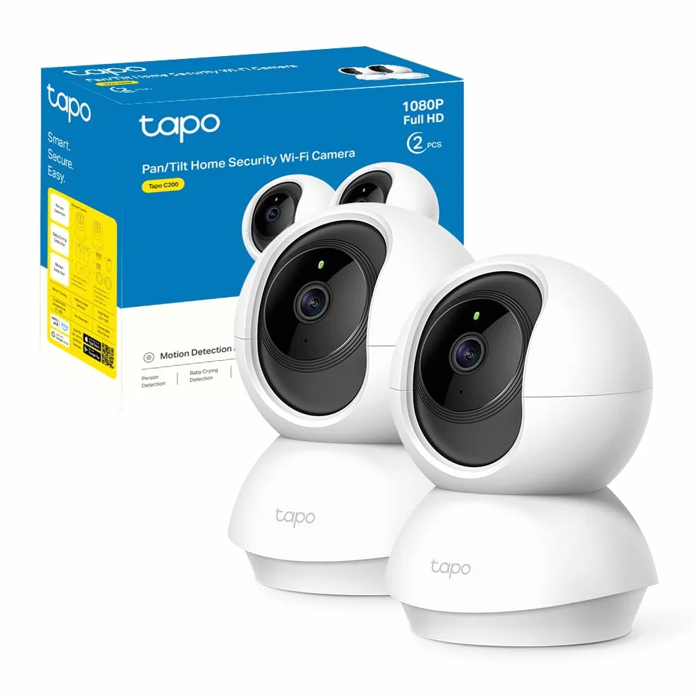 Tapo C200P2 Telecamera Wi-Fi Interno 1080P Sorveglianza Visione Notturna Audio Bidirezionale 2 Confezione
