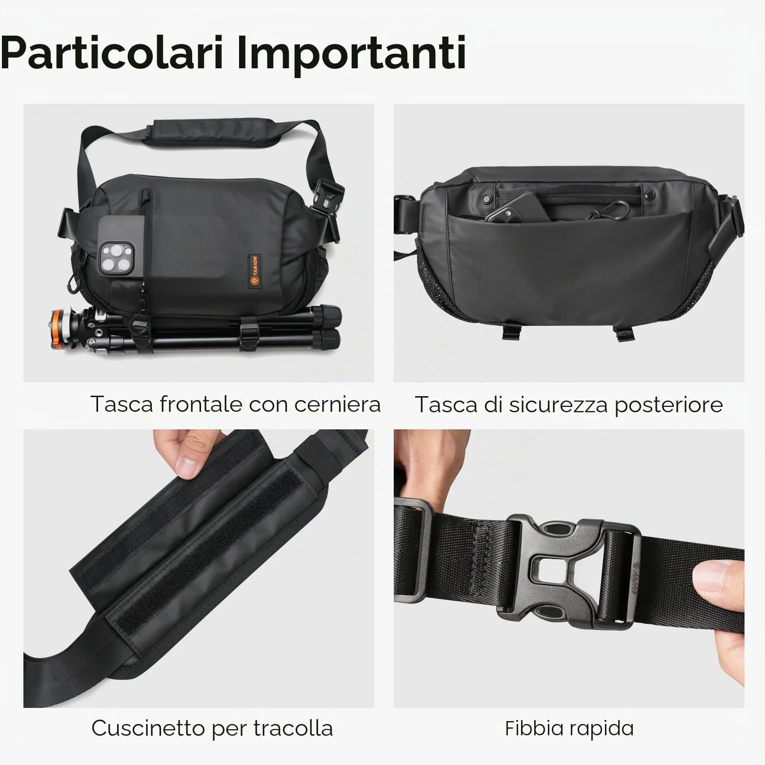 TARION Borsa a Tracolla per Fotocamera Sling: 2-in-1 Borsa Fotografica Piccola Reflex Custodia Macchina Fotocamera Zaino Fotografico Professionale Xprober für DSLR SLR Mirrorless Obiettivo