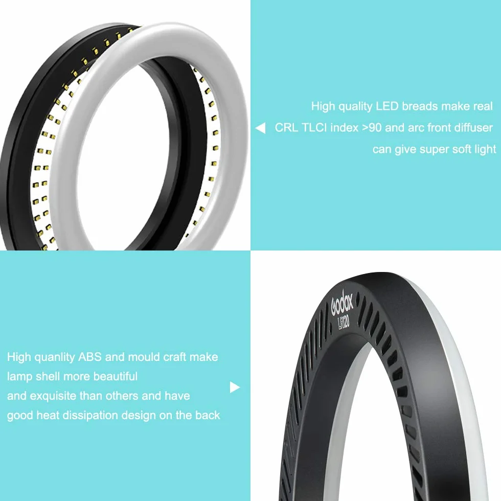Godox LR120 12 "Anello luminoso a LED con supporto per smartphone