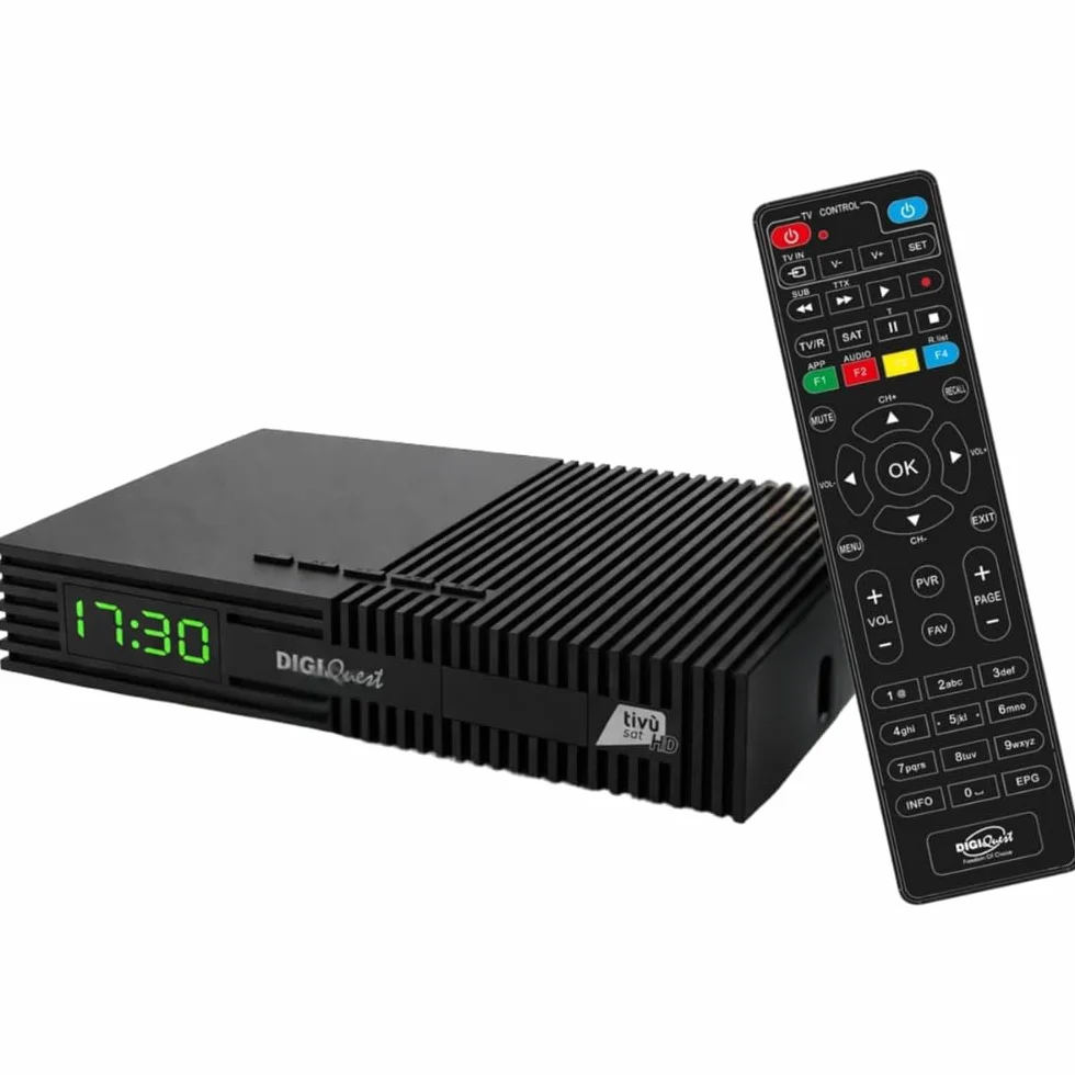 DIGIQUEST Decoder Tivùsat Ti9 con Smartcard Inclusa | Collega e guarda subito | Facile da installare | Telecomando 2in1 | Funzione di registrazione attivabile | DVB-S2 | HDR10/ HLG | Merlin