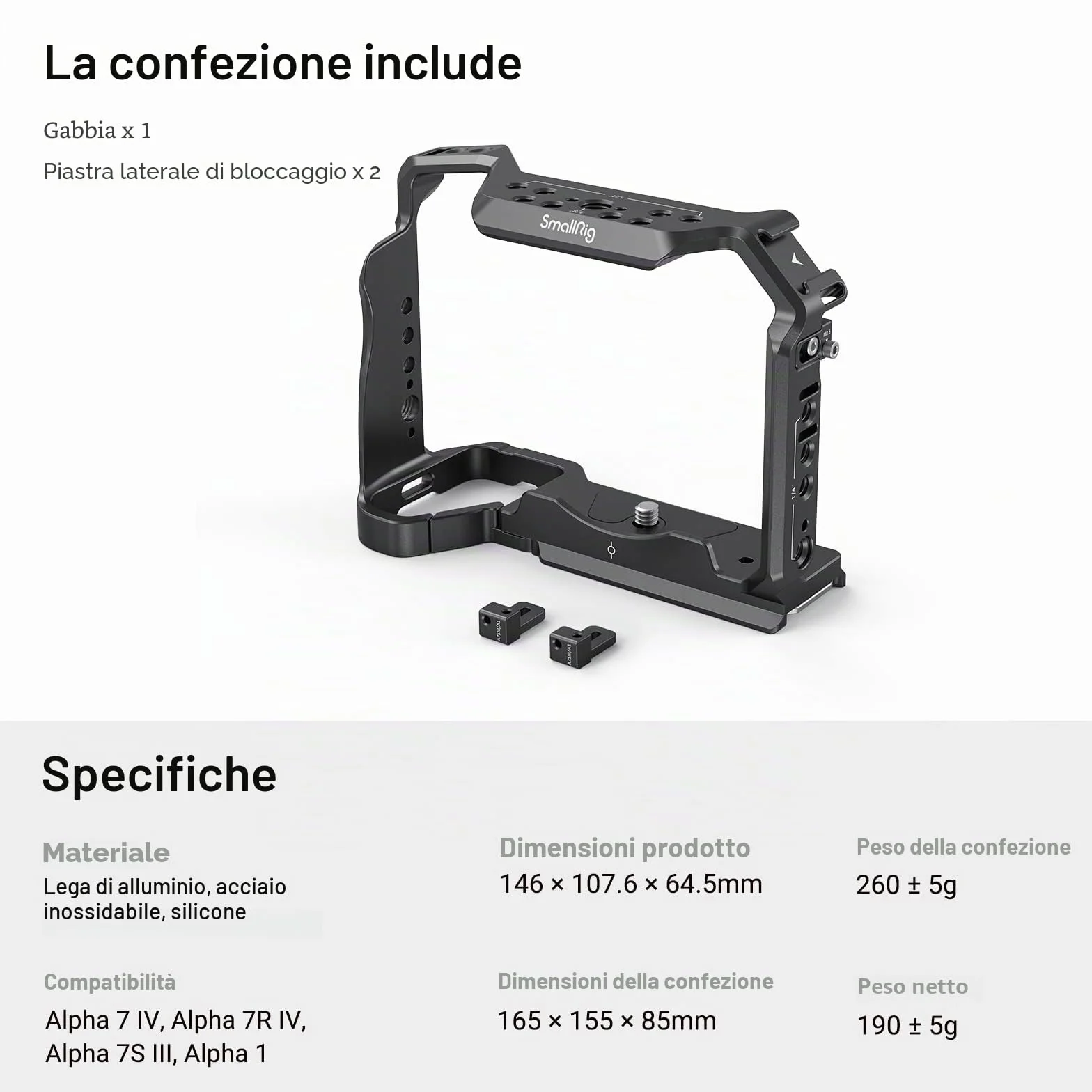 (Versione Aggiornata) SMALLRIG Cage per Sony Alpha 7R V/ 7 IV/ 7S III/ 1/ 7R IV - 3667C
