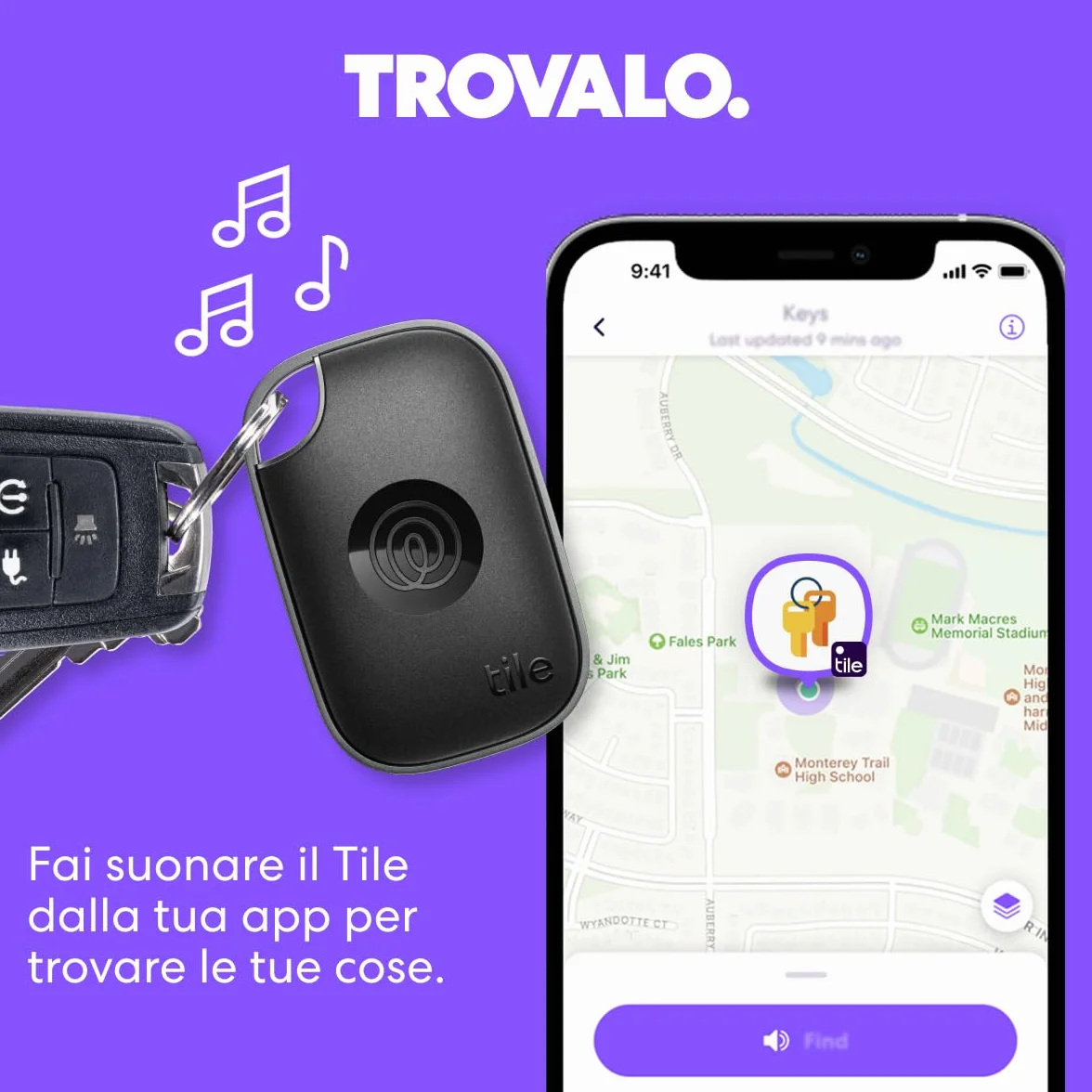 Tile by Life360 Pro Bluetooth Tracker for Keys, Bags, iOS Android, 1-Pack (Nero)