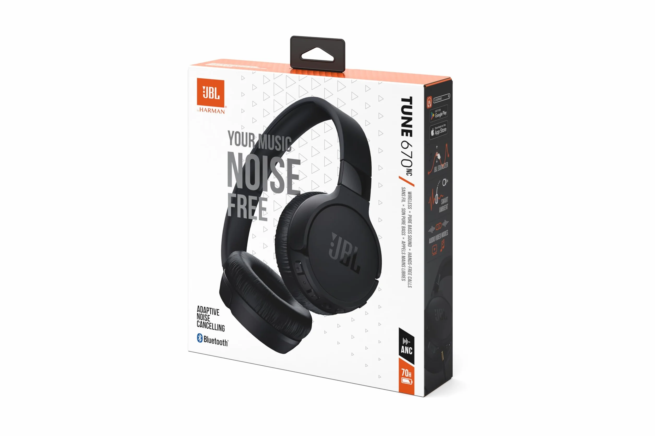 JBL Tune 670 NC Cuffie On-Ear Bluetooth Wireless, con Cancellazione Adattiva del Rumore, SmartAmbient, VoiceAware, JBL Pure Bass Sound, Connessione Multipoint, fino a 70 Ore di Autonomia, Nero