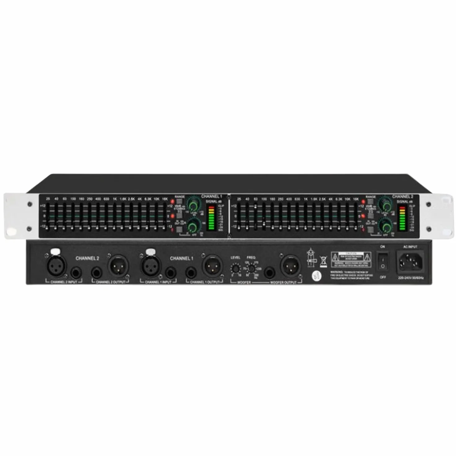 Hifi Home EQ Tuning Equalizer, Graphic Equalizer, Dual Channel 15-Band Stereo Equalizer, with Low/Middle/Treble Independent Adjustment, Noise Reduction, for Home/DJ Performance/Club/Studio