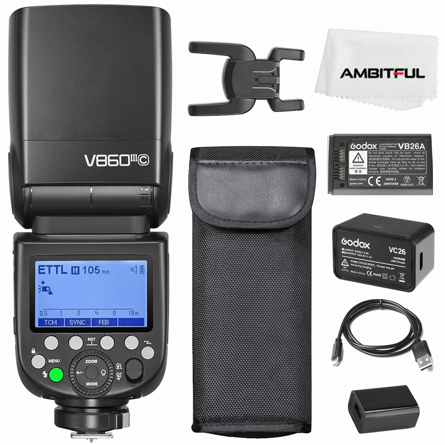 Godox V860III-C TTL 2.4G GN60 HSS Camera Flash with 10-Speed Adjustable Modeling Light, one-Key Switch TTL+2600 mA, Extremely Fast Recovery Lithium Battery Speedlite for Canon (Godox V860III-C)