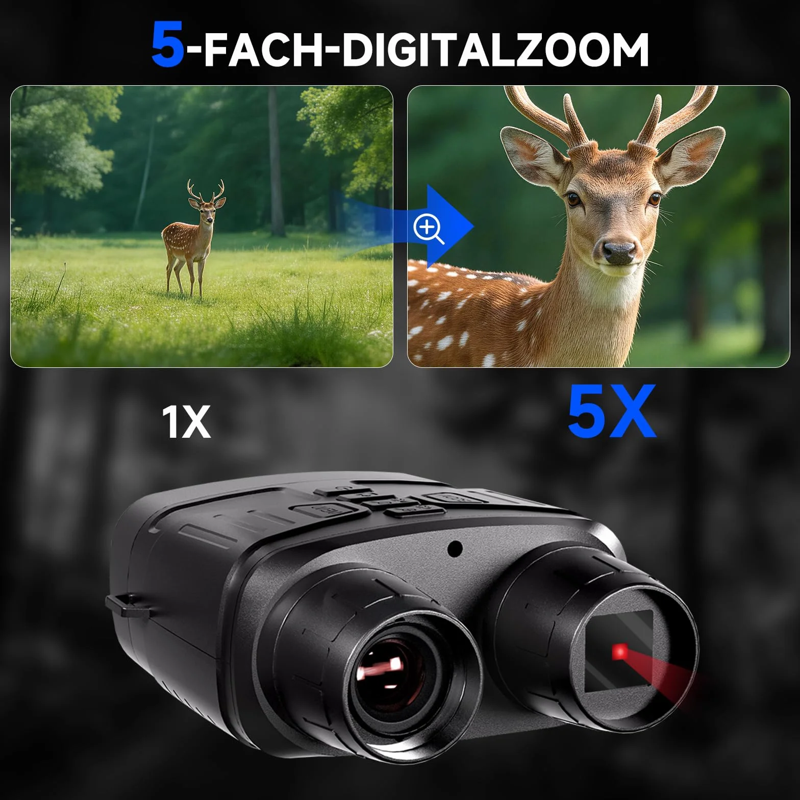 Binocolo Visione Notturna 4K 36MP, Relassy HD Visore Notturno Digitale Infrarossi con 3.0" TFT HD LCD, Ricaricabile 4000mAh, Zoom Digitale 5X, Per Caccia, Birdwatching, Campeggio, con Scheda 32GB