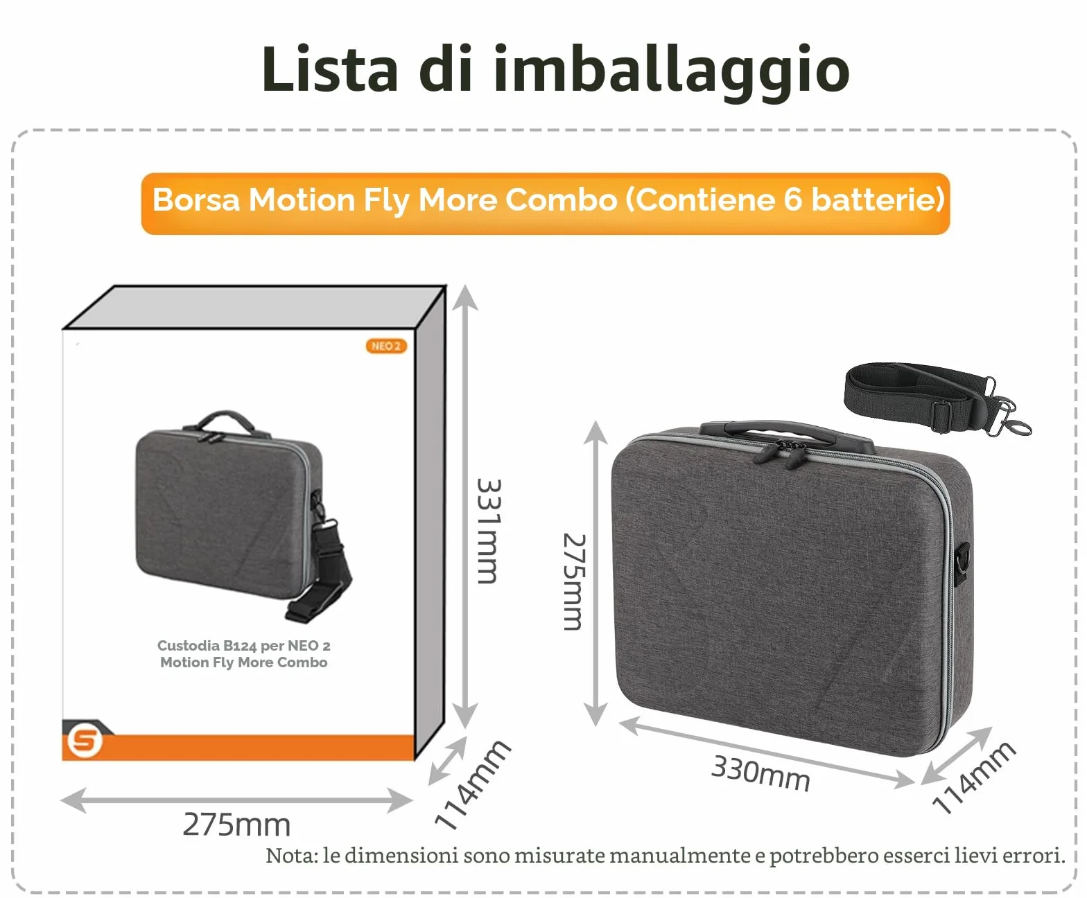 Borsa di Stoccaggio Rigida per DJI Neo 2 Motion Fly More Combo Borsa da Viaggio per DJI Goggles N3 Custodia Protettiva Impermeabile e Antigraffio con Tracolla Accessori per Drone