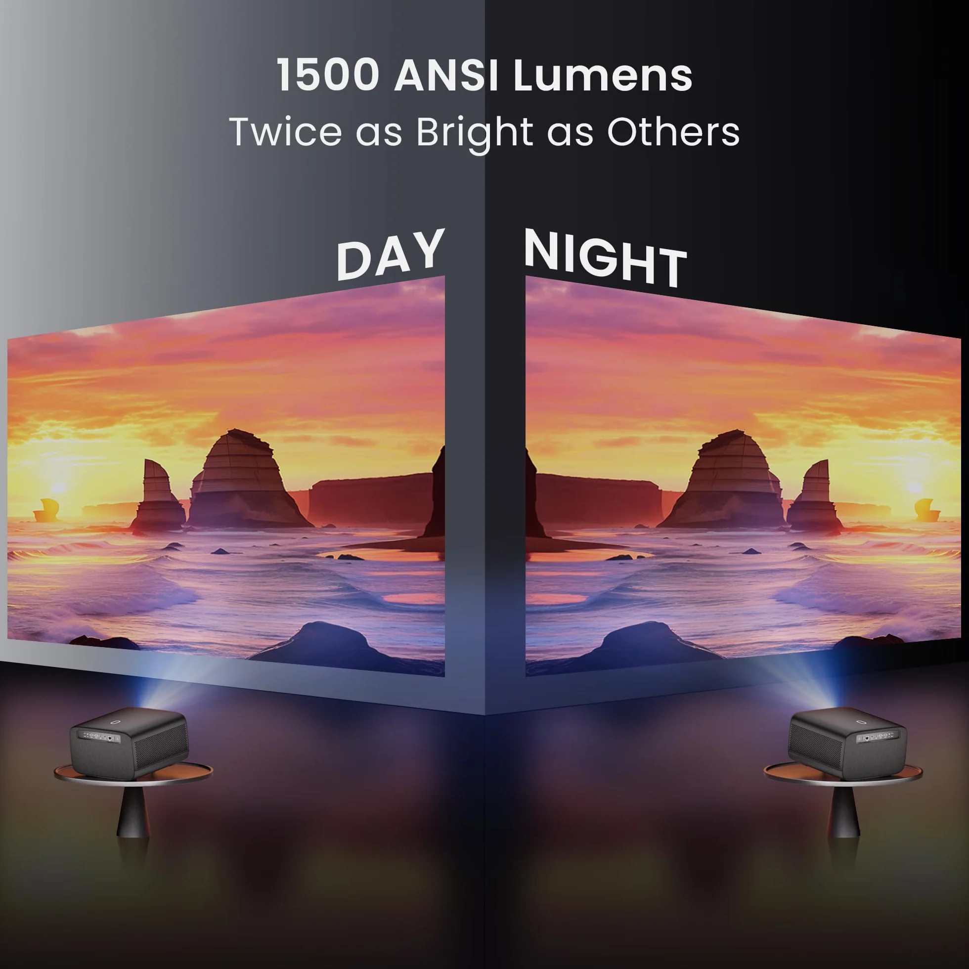 CASIRIS Omnistar Proiettore 1500 ANSI| Messa a fuoco automatica | Supporto 1080P Full HD 4K | Proiettore video Bluetooth 16:9 5G WiFi per TV Stick, Home Cinema, Ufficio, Club, Esterno
