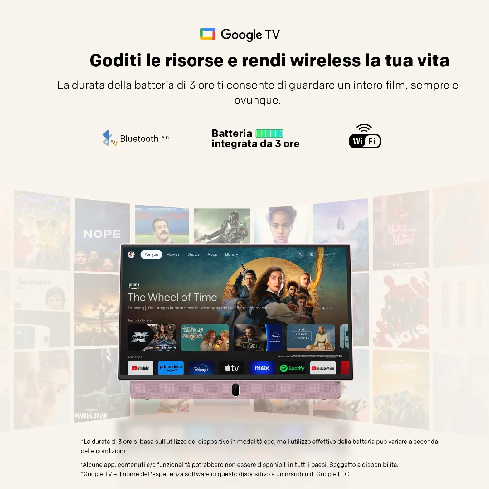 Metz MPE7300Z 24" FHD Smart TV LED Google TV HDMI USB Bluetooth WiFi 5 Rosa