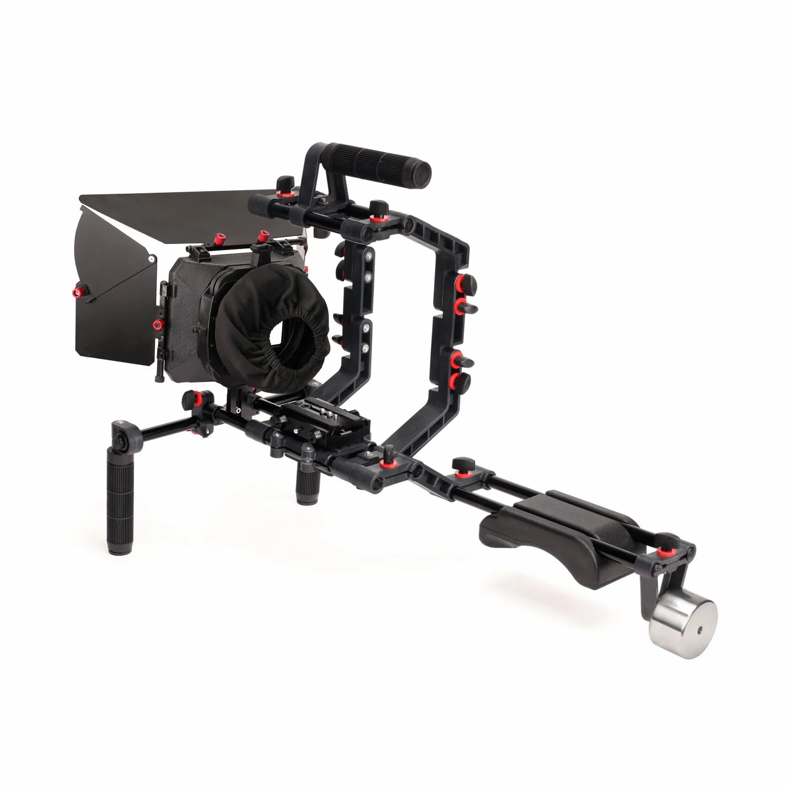 Kit Supporto a Spalla per Fotocamera con Cage e Matte Box per DSLR e Videocamere. Staffe e Impugnature Regolabili (FC-02)