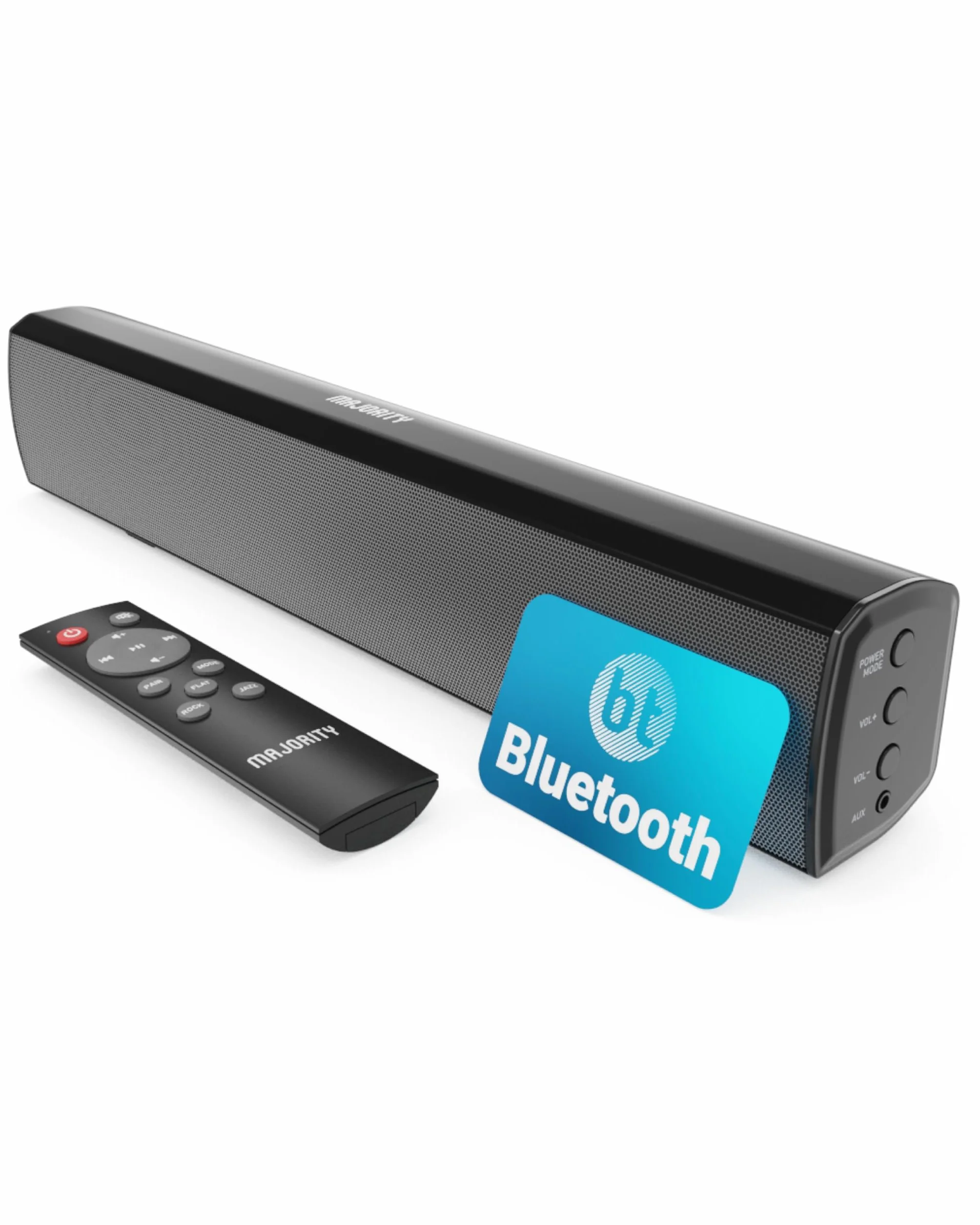 Majority Barra Soundbar Bluetooth 50W | Sound Bar TV e PC Compatta 2.0 | Casse per Televisore con Ingressi Ottico, RCA, USB, AUX, MP3 | Altoparlante Wireless con Telecomando Bowfell