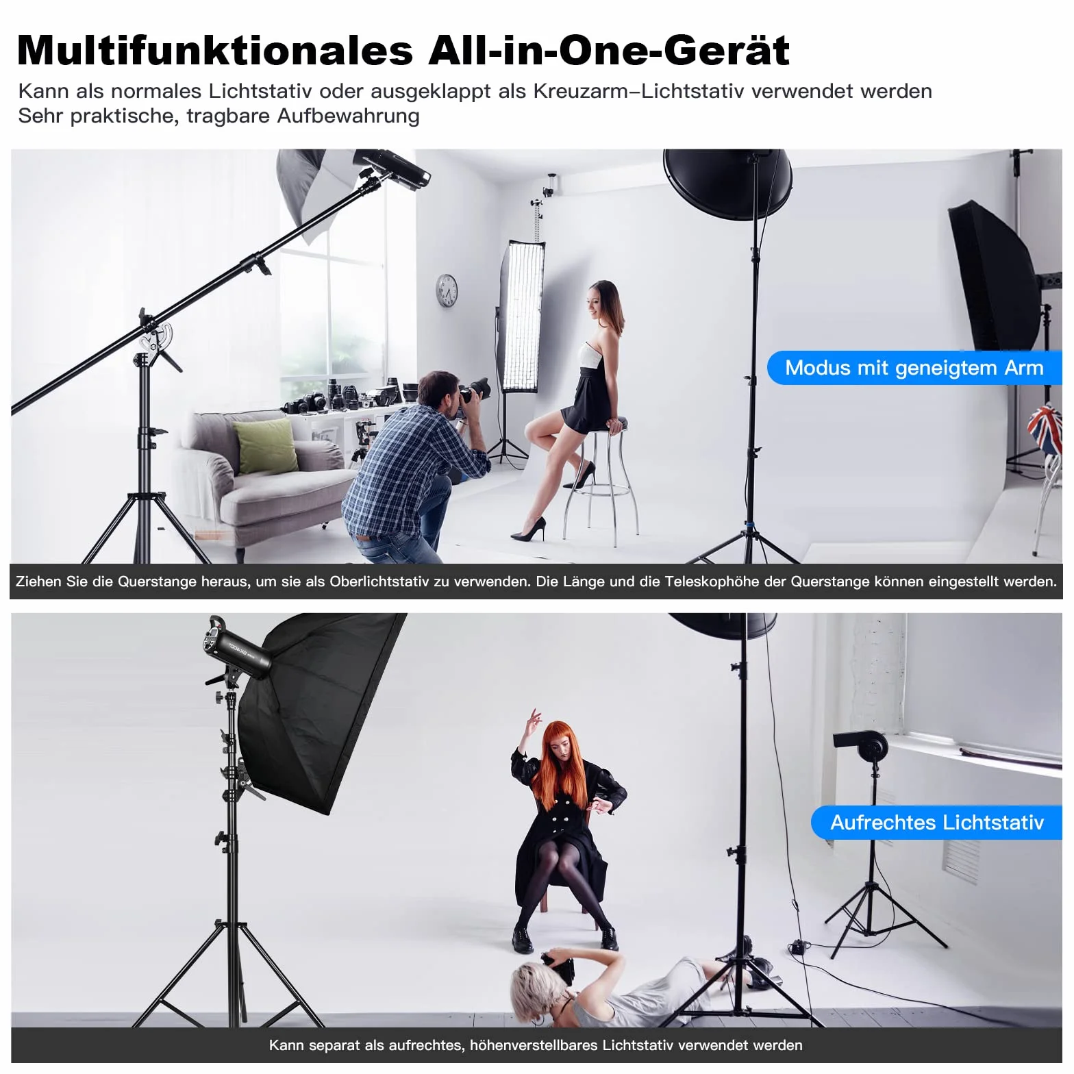 Soonpho 13.2ft/400cm Stativo Fotografico,Supporto Resistente per Luce con 190cm Boom Arm e Sacchetto di Sabbia,Stativo in Lega di Alluminio Rotante per Softbox,Fotografia