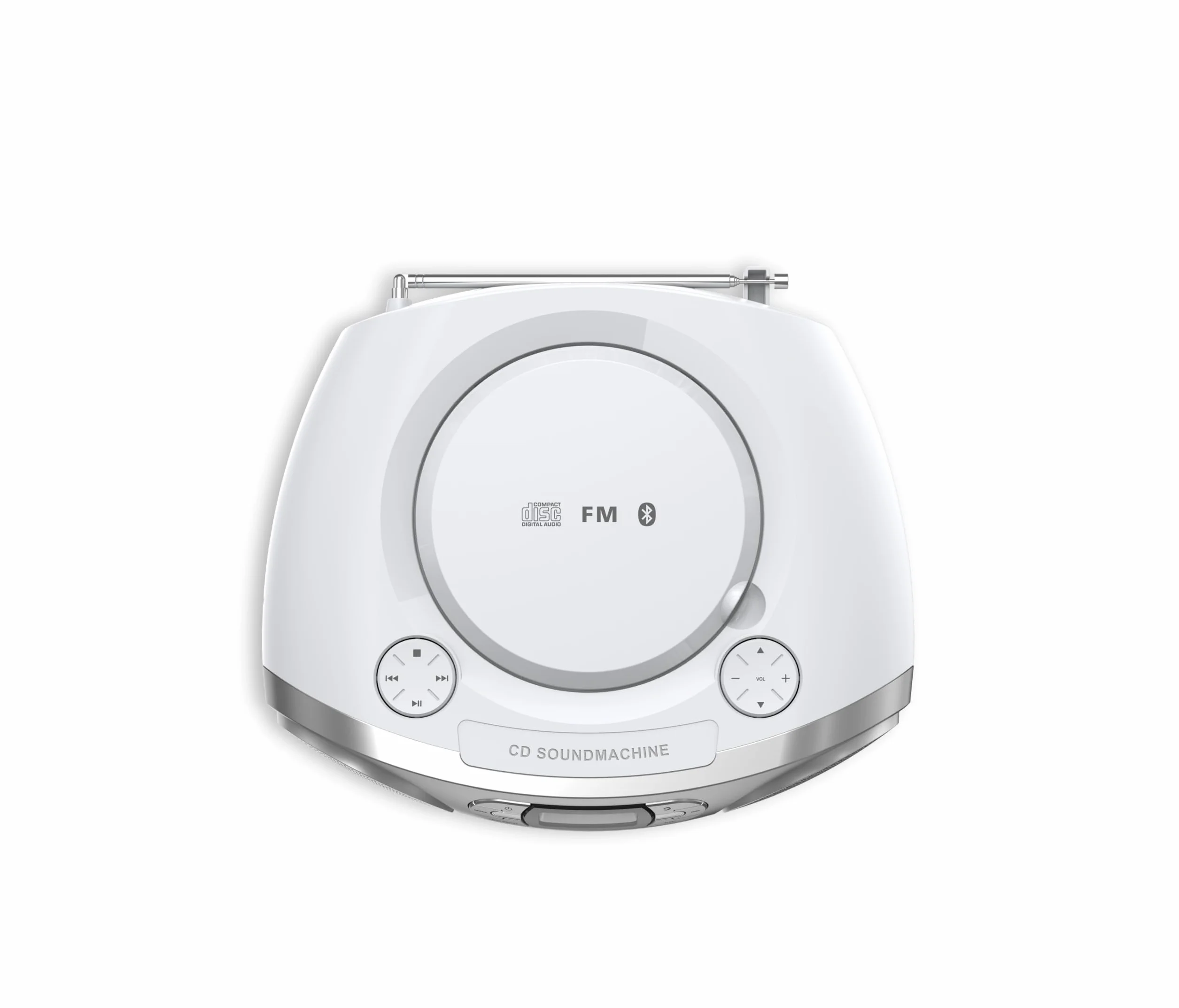 Philips TAZ2000 CD Soundmachine portatile CD con Radio FM, Bluetooth 6.0, Riproduzione USB, Ingresso audio, Boost bassi dinamici, Altoparlanti stereo 6W, CA/Batteria, Maniglia – Argento