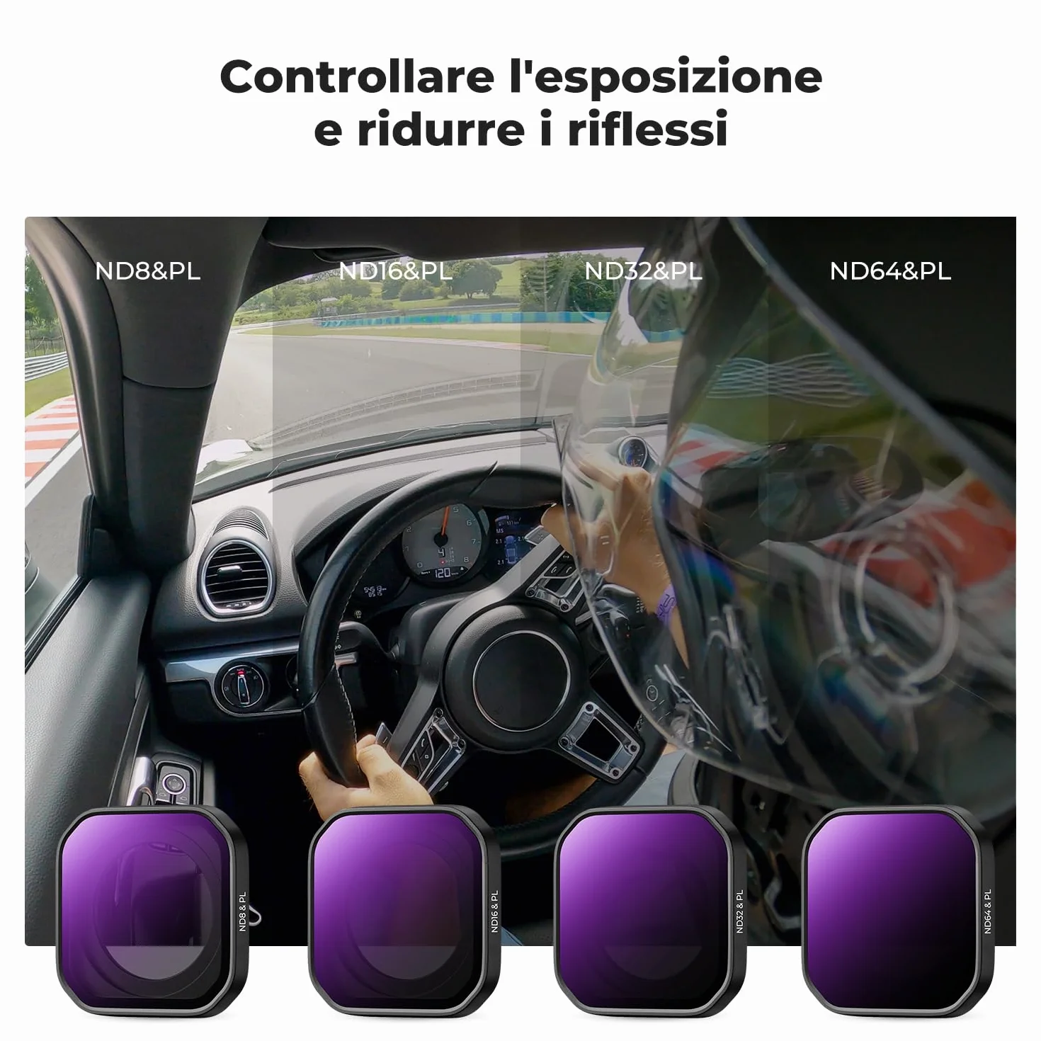 K&F CONCEPT Set di Filtri ND/PL Avvitabili Compatibile con Insta360 Ace Pro 2. Include ND8/PL, ND16/PL, ND32/PL e ND64/PL. Accessori per action camera in vetro ottico HD multi-rivestito.