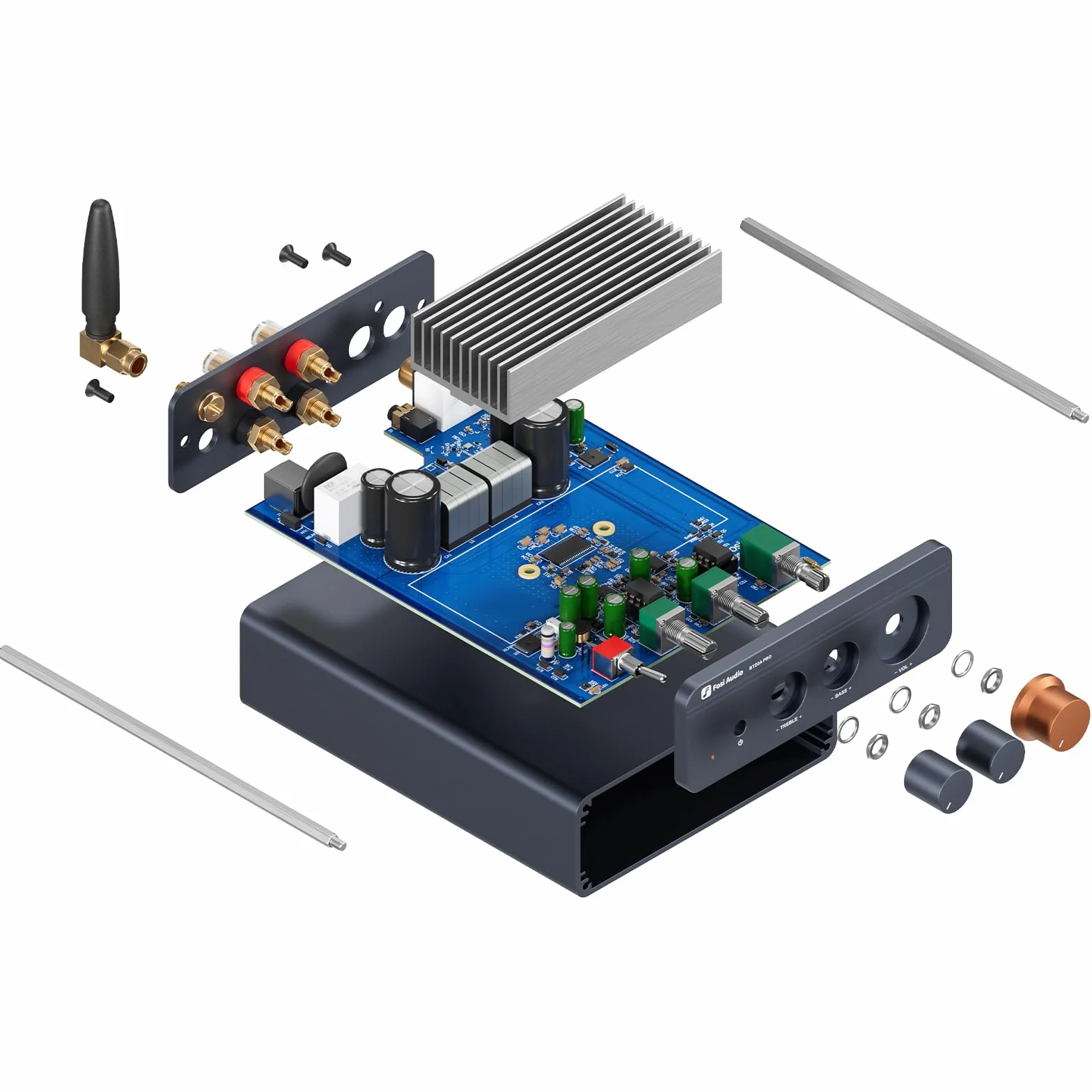 Fosi Audio BT20A Pro Amplificatore Bluetooth 5.0 300Wx2 TPA3255 HiFi Stereo Classe D 2.0 Canali