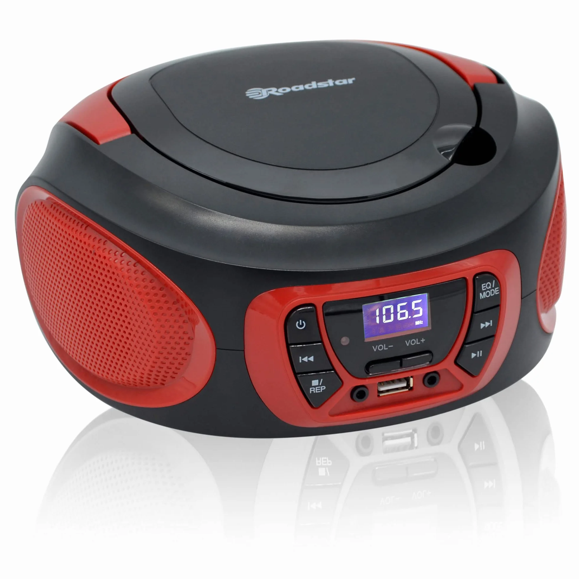 Roadstar Radio portatile stereo FM + CD - MP3 player e ingresso USB rossa
