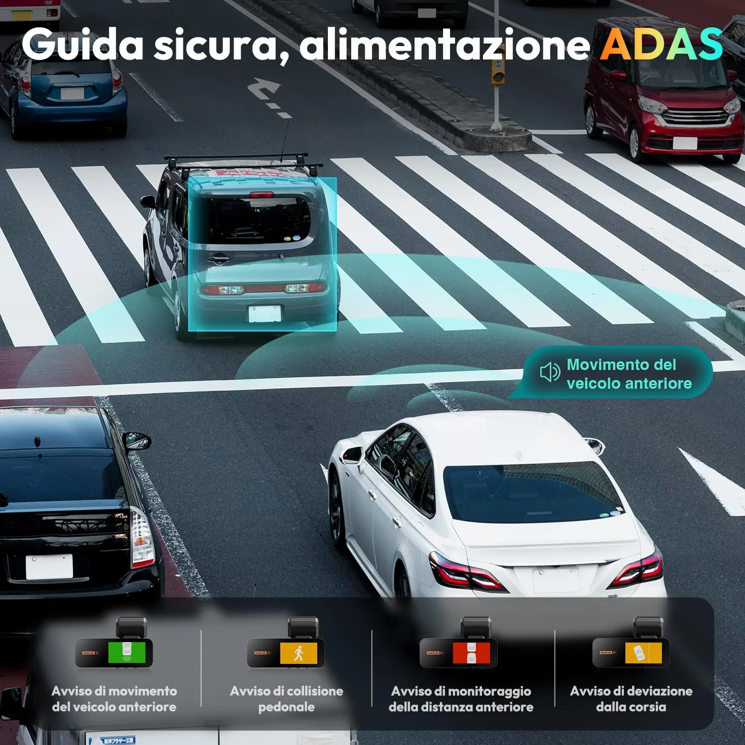 BOTSLAB Dash Cam Auto 4K+1080P con GPS e WiFi, Telecamera Auto Fronte/Retro SD 64GB inclusa, ADAS, Visione Notturna, Grandangolo 170°WDR, IPS da 2,45",Registrazione in Loop, Parcheggio 24 (G980H)