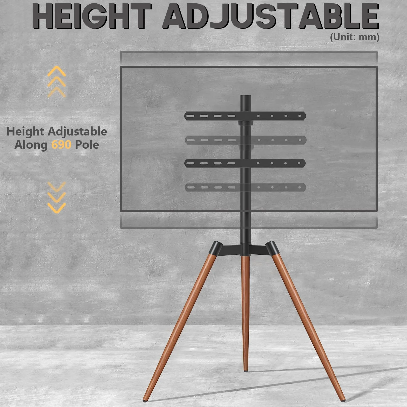 RFIVER Treppiede Supporto TV Cavalletto Tripod da Terra da 32 a 65 Pollici per Televisore da LCD/LED/OLED/QLED/Plasma Girevole 180° e Regolabile in Altezza Max Vesa 400 x 400mm 35kg Marrone