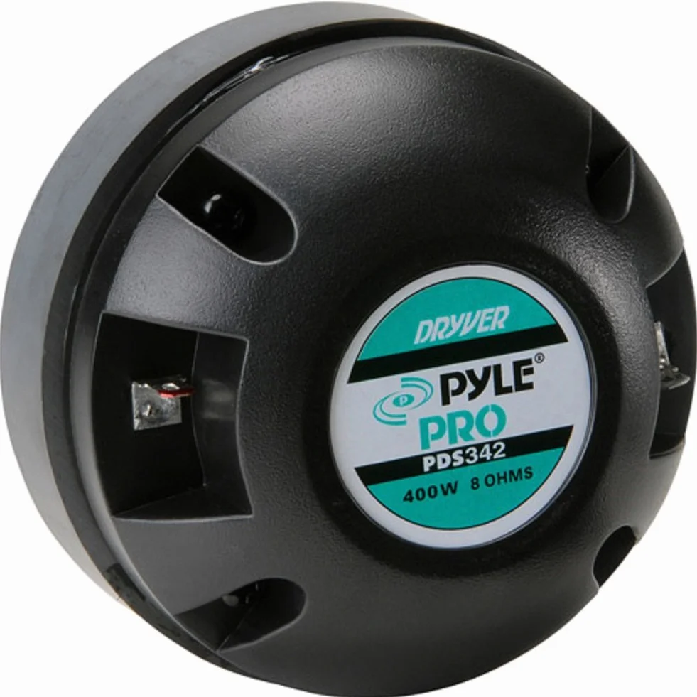 PYLE PDS342 PDS 342 driver a compressione tweeter 200 watt rms 400 watt max con attacco da 1" 2,50 cm per trombe da 1" dj casa feste cassa impedenza 8 ohm peso 1,400 kg 104 db