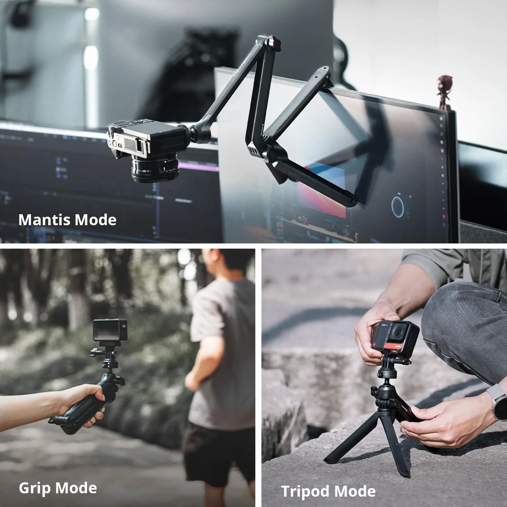 PGYTECH MantisPod Z Treppiede Estensibile per Action Cam, Impugnatura Portatile con Testa a Sfera a 360° e Sistema CapLock per DJI OSMO/Action/Pocket, per Insta360, per GoPro, Supporto da Tavolo