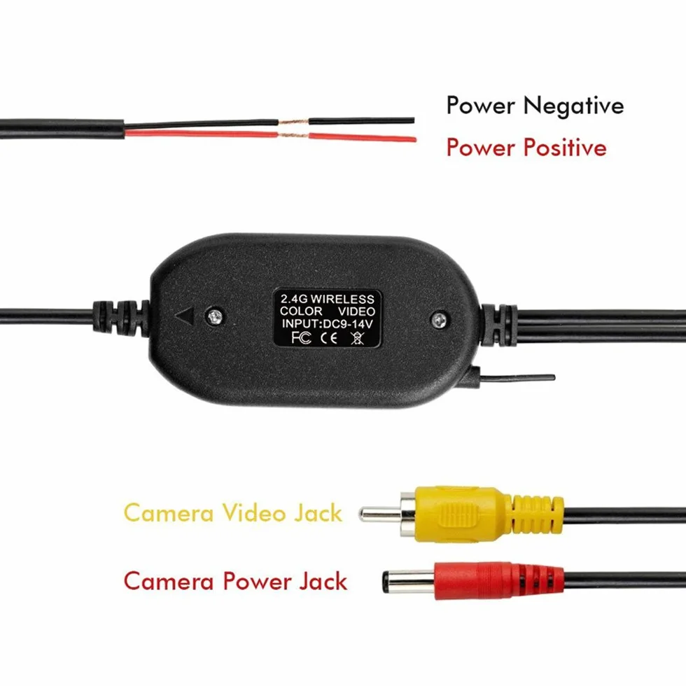 2.4 GHz Wireless Video Car Rear View Camera RCA Video Trasmettitore Ricevitore Kit per auto Telecamera retrovisore Monitor Ricevitore Cam DVD GPS Car Radio Player Module Adapte Trigger