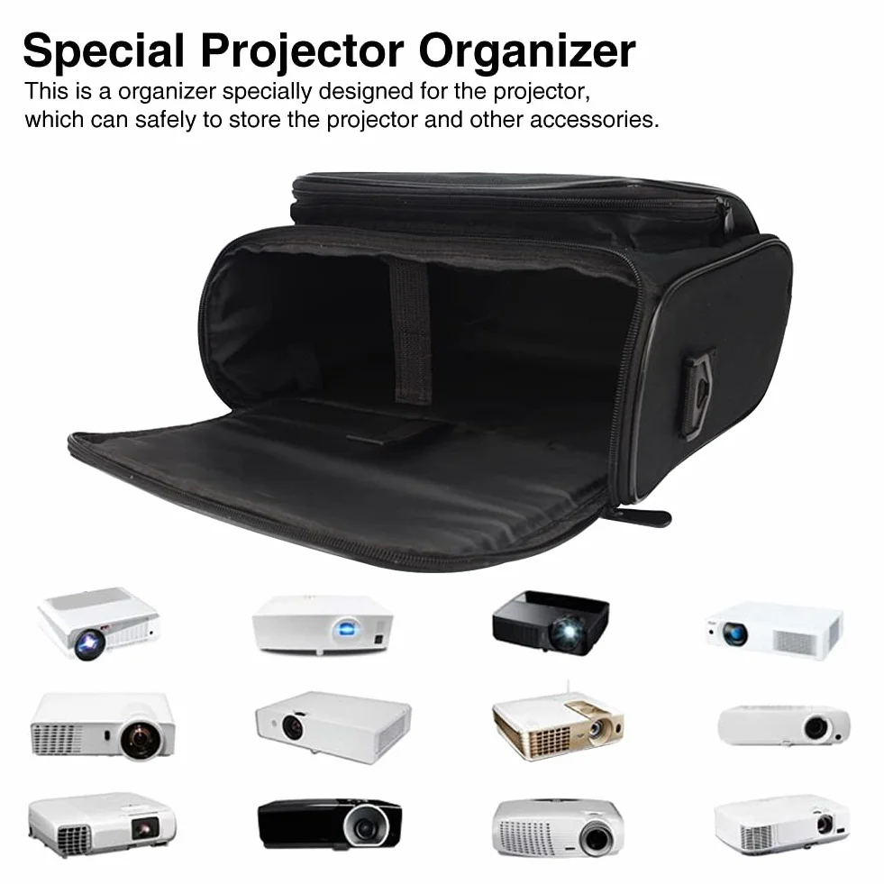 Custodia per videoproiettore, borsa da trasporto per proiettore, chiusura a cerniera, organizer con tracolla, resistente agli urti, borsa da viaggio per proiettore, Come da immagine, M,