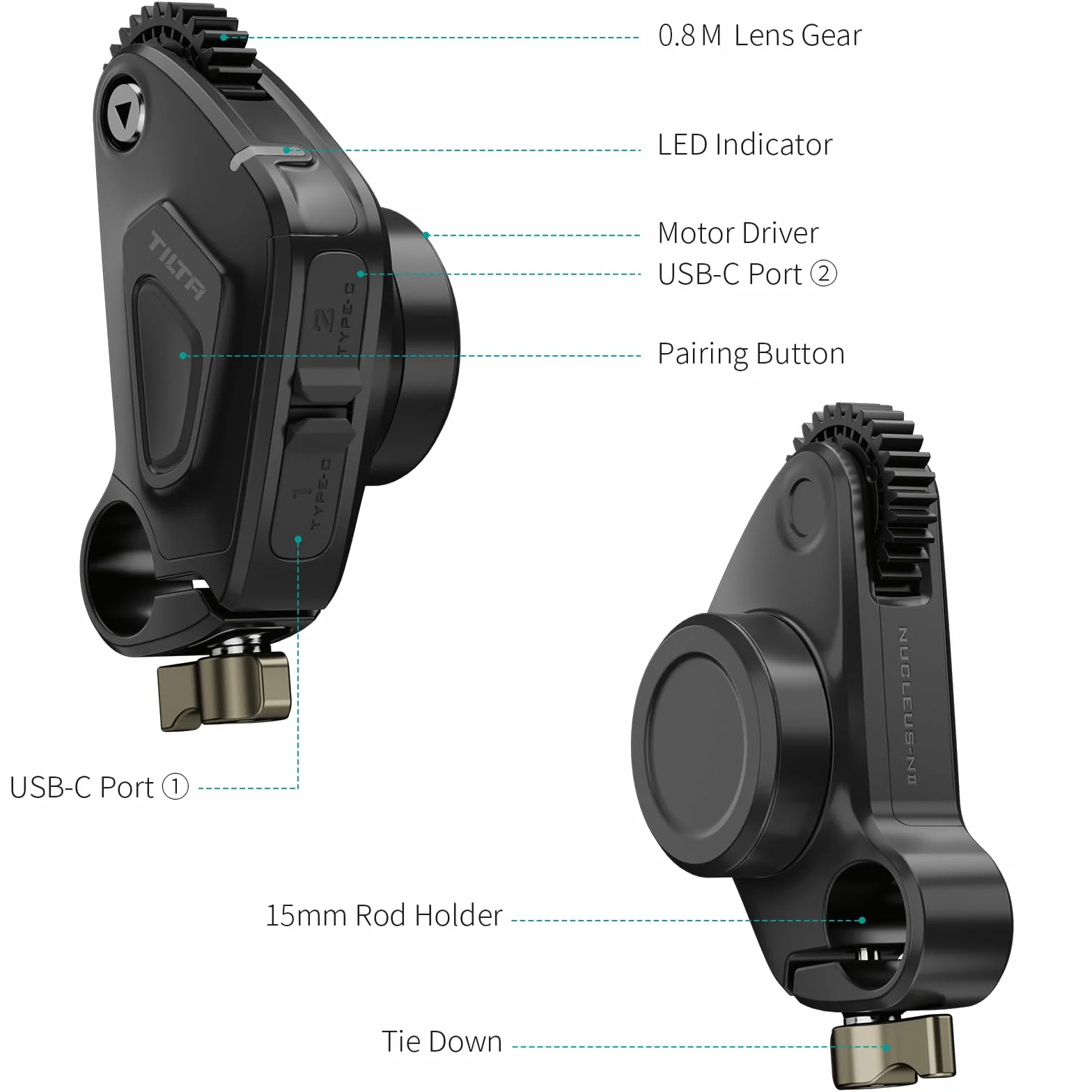 Tilta Nucleus Nano II Sistema di controllo wireless dell'obiettivo Kit II con controller a volantino Nucleus NII, impugnatura di controllo e kit motore WLC-T05-K2