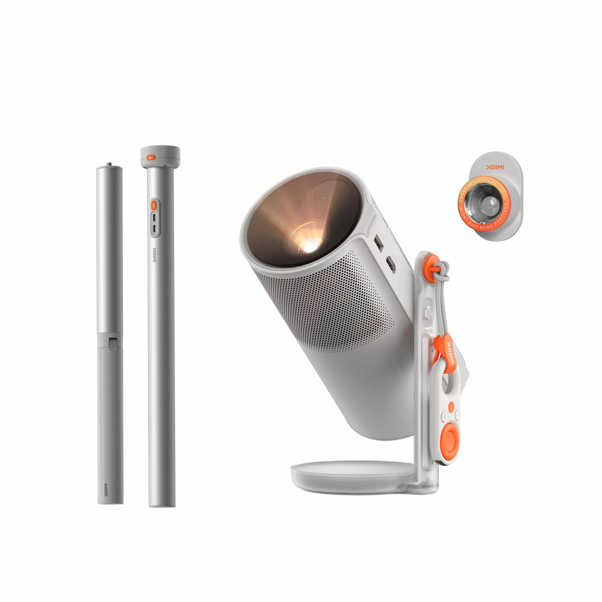 XGIMI MoGo 4 2025 NUOVO Proiettore Portatile con Base PowerBase, 5 Ore di Autonomia, Google TV con Netflix con Licenza, Supporto Regolabile a 360°, 450 Lumen ISO, 2 x 6W Harman Kardon