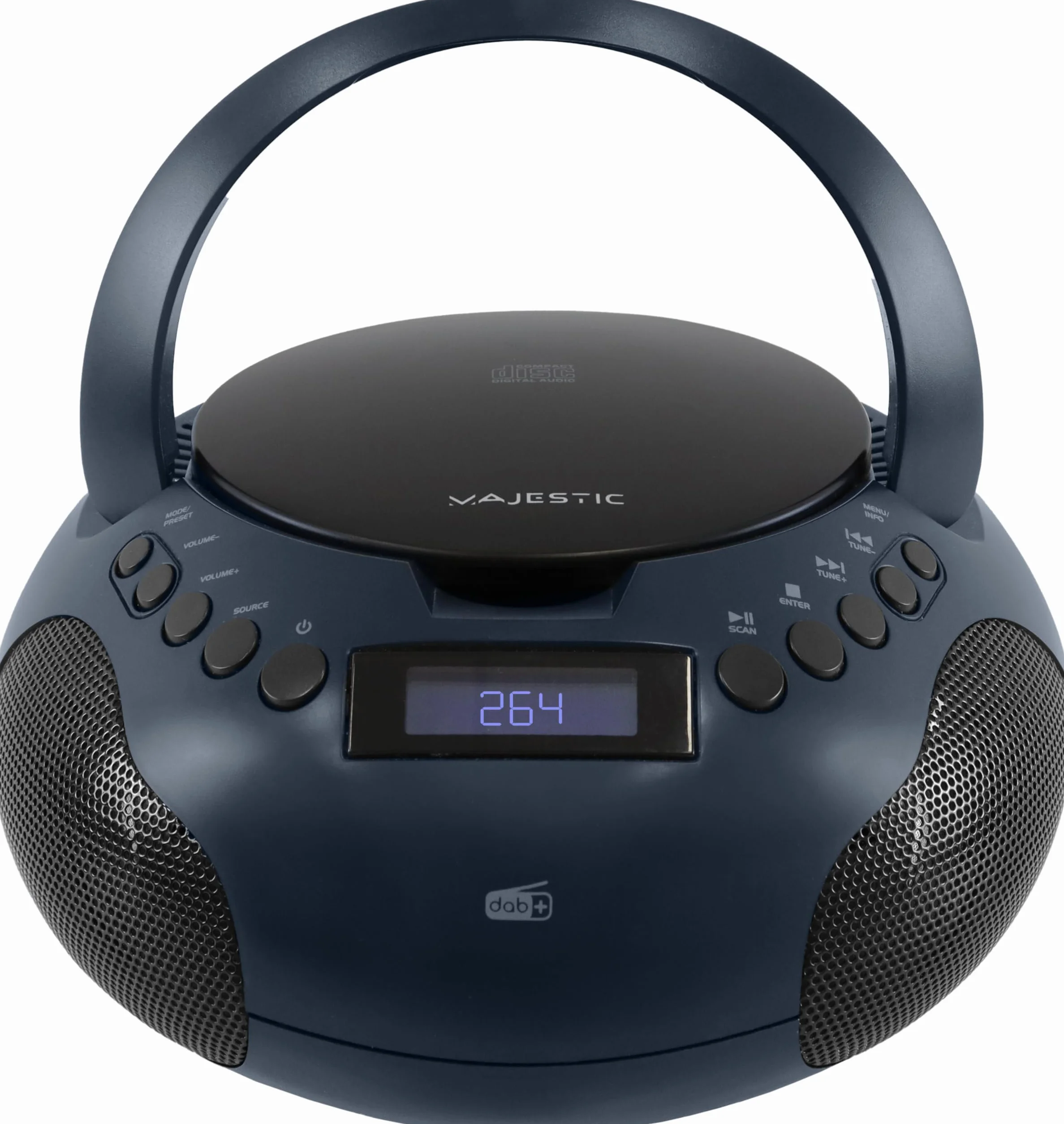 Majestic AH 264 DAB - Boom Box Portatile con Lettore CD, Radio DAB e FM, Ingresso AUX-IN, Nero