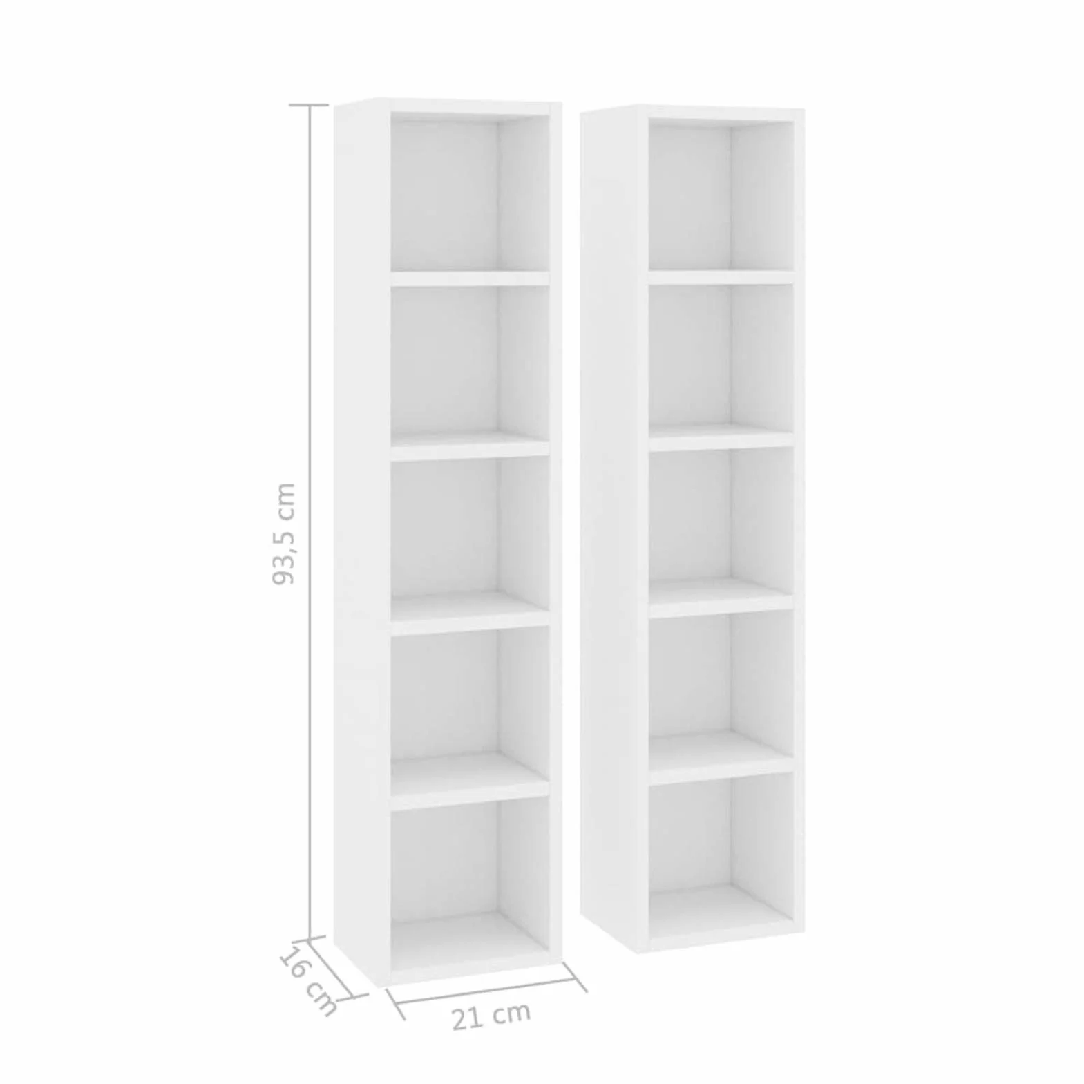 Scaffali Porta CD 2 pz,Dvd archiviazione Porta Dvd a Colonna Scaffali Porta CD,Mobili,Armadietti e portaoggetti, armadietti per Supporti multimediali,Bianchi 21x16x93,5 cm Legno Multistrato