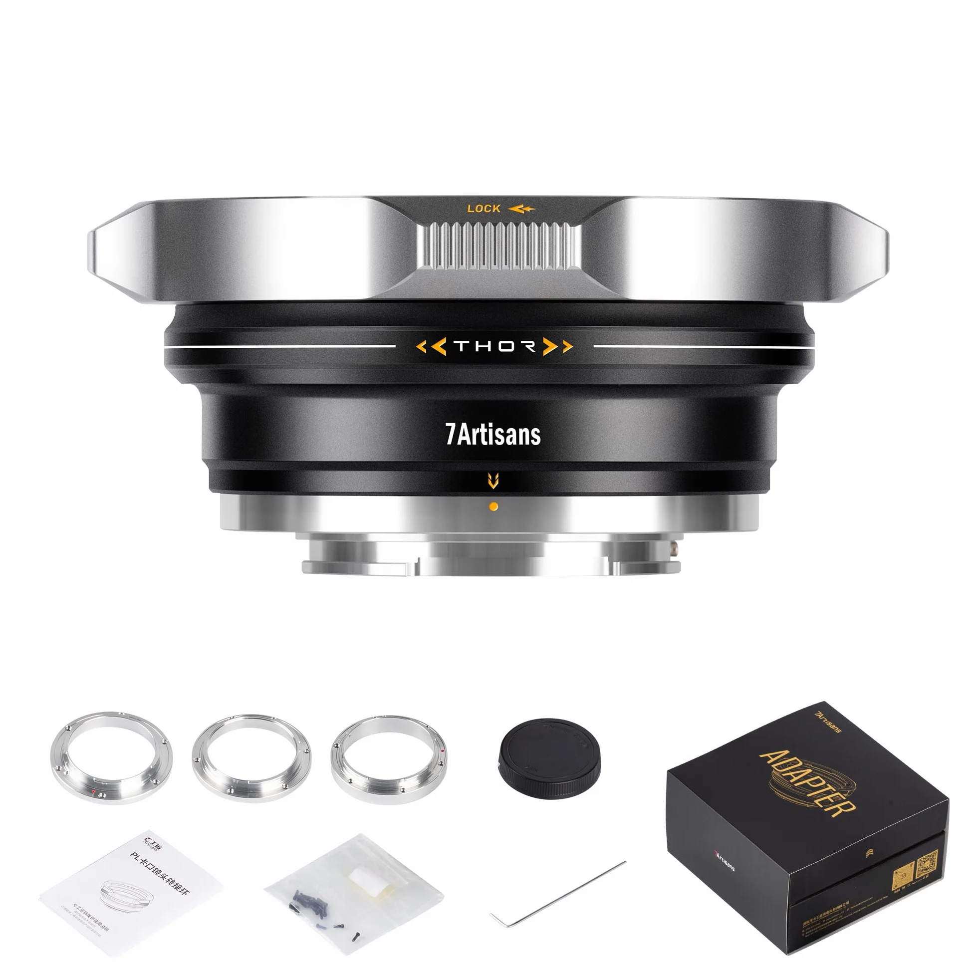 7Artisans Anello Adattatore PL Multi-mount, PL-E Installato Di Default, Compatibile Con Attacchi Intercambiabili PL-L/PL-R/PL-Z, Argento