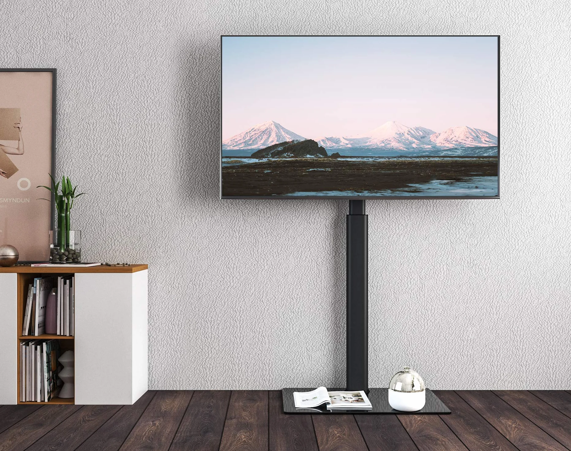 FITUEYES Supporto TV da Pavimento per Schermi da 32-60 Pollici, Porta TV da Terra Regolabile in Altezza, Portata Max 30 kg, VESA Max. 600 x 400 mm, Nero