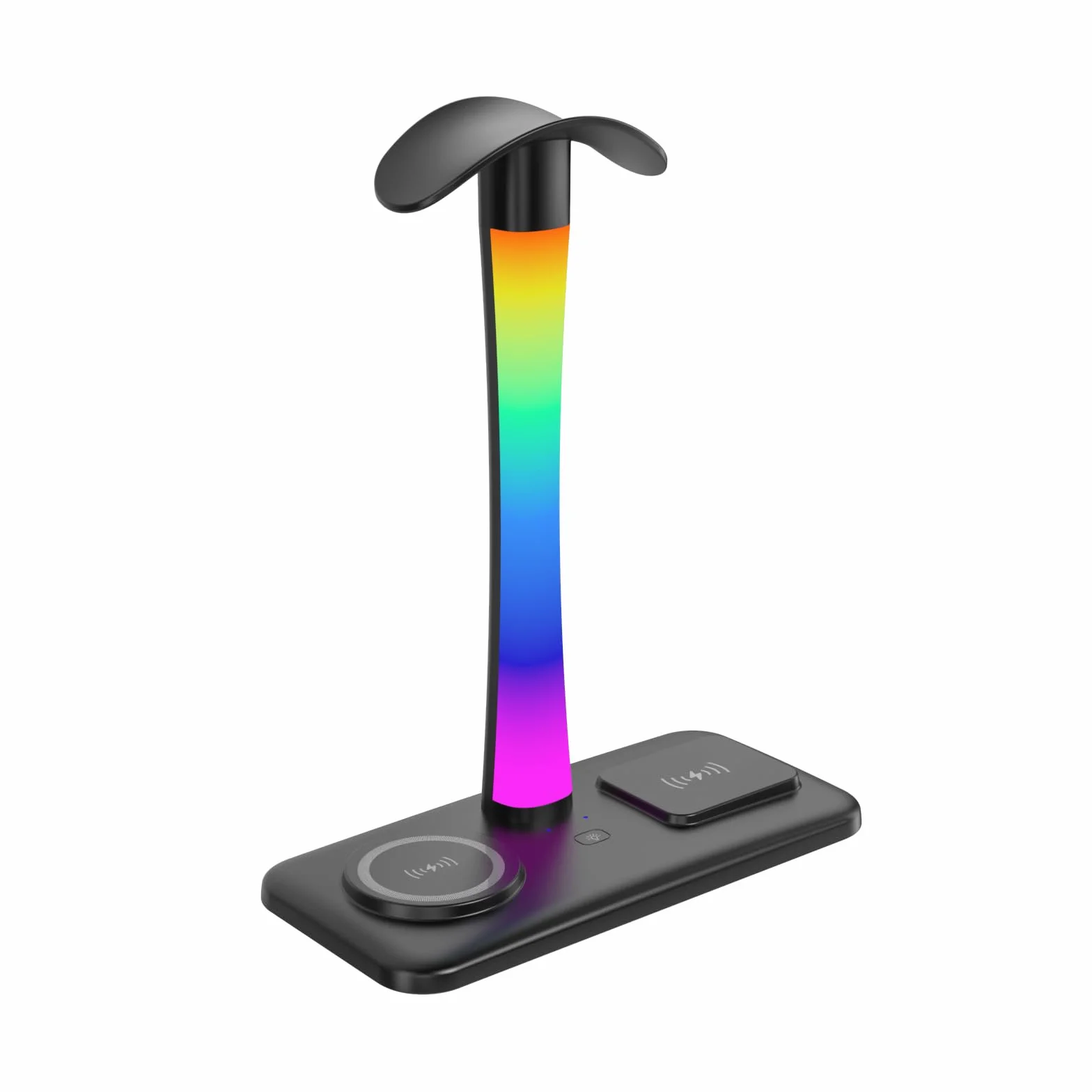 Supporto Per Cuffie con Caricabatterie Wireless,Suppor to Per Cuffie Da Gioco con Luce RGB,Supporto Per Airpod Max Compatibile con Airpod Pro/3/2,iPhone 16/15/14/13/12/11,Regali per Uomini Do (Nero)