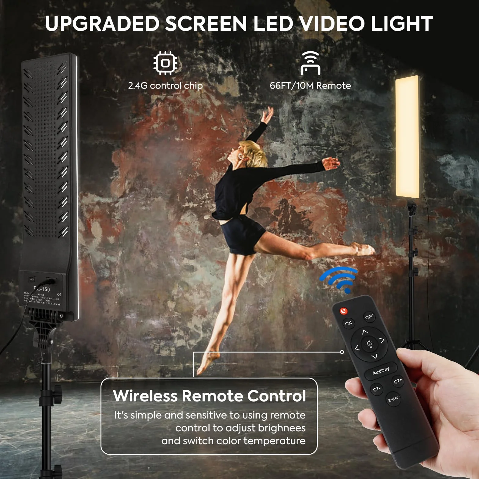 23,6 pollici LED Video Light 2-Pack Full Screen Fotografia Kit di illuminazione 2500-7500K Dimmerabile Photo Studio Luce Streaming Luce con telecomando e 2 m Stand per Filmare YouTube TikTok Video