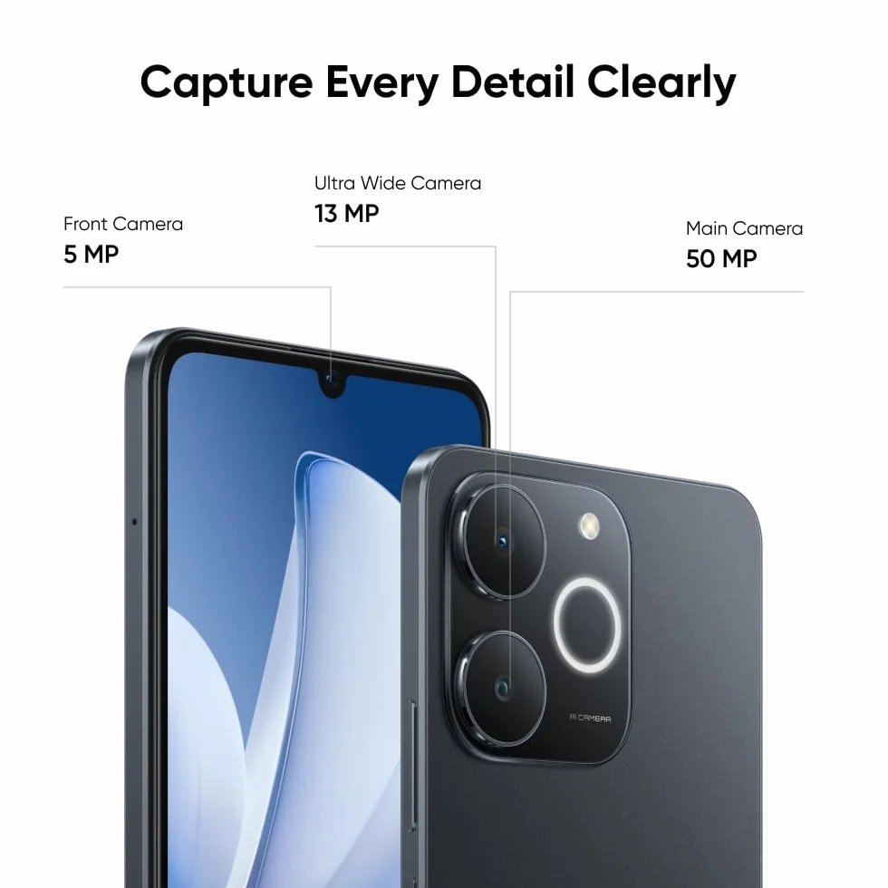 realme Note 70T Smartphone 4+256GB, Batteria da 6.000 mAh, Ricarica rapida da 15 W con carica inversa da 6 W, 24 GB di RAM dinamica, Display con comfort visivo da 90 Hz, nero