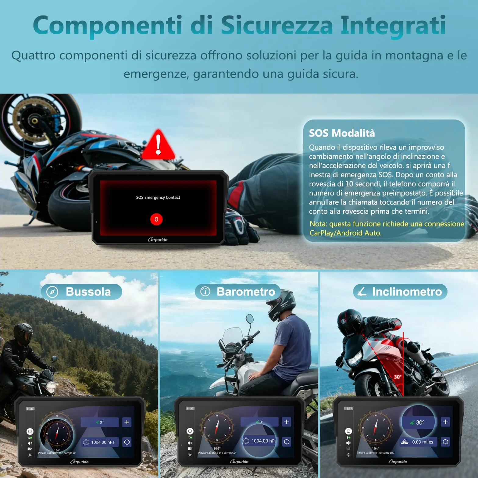 Carpuride W602S Pro Moto Carplay Schermo con BM05 per Plug-and-Play, Senza Fili CarPlay e Android Auto, 6,25" Impermeabile Touchscreen, OTA, Doppio Bluetooth, Interfono Funzione, Cablato Controller.