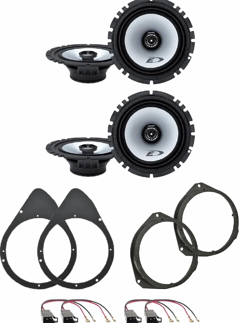 Kit 4 Casse ALPINE SXE-1725S per Fiat 500 dal 2007 al 2016 con 2 Supporti Anteriori, 2 Supporti Posteriori e 4 Connettori