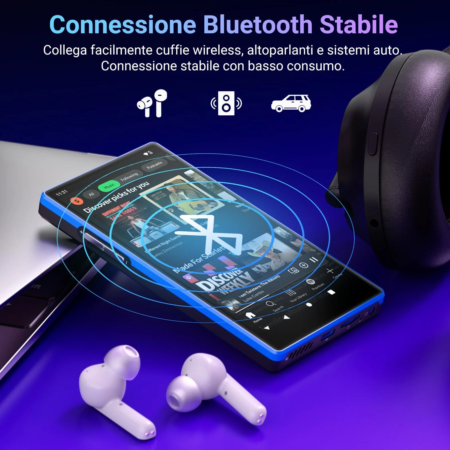 MECHEN 160GB Lettore MP3 con Spotify, 5 Pollici Lettore MP4 Android Bluetooth Wi-Fi, Controllo Parentale, Radio FM, Compatibile con Amazon Music Deezer Audible (X52)