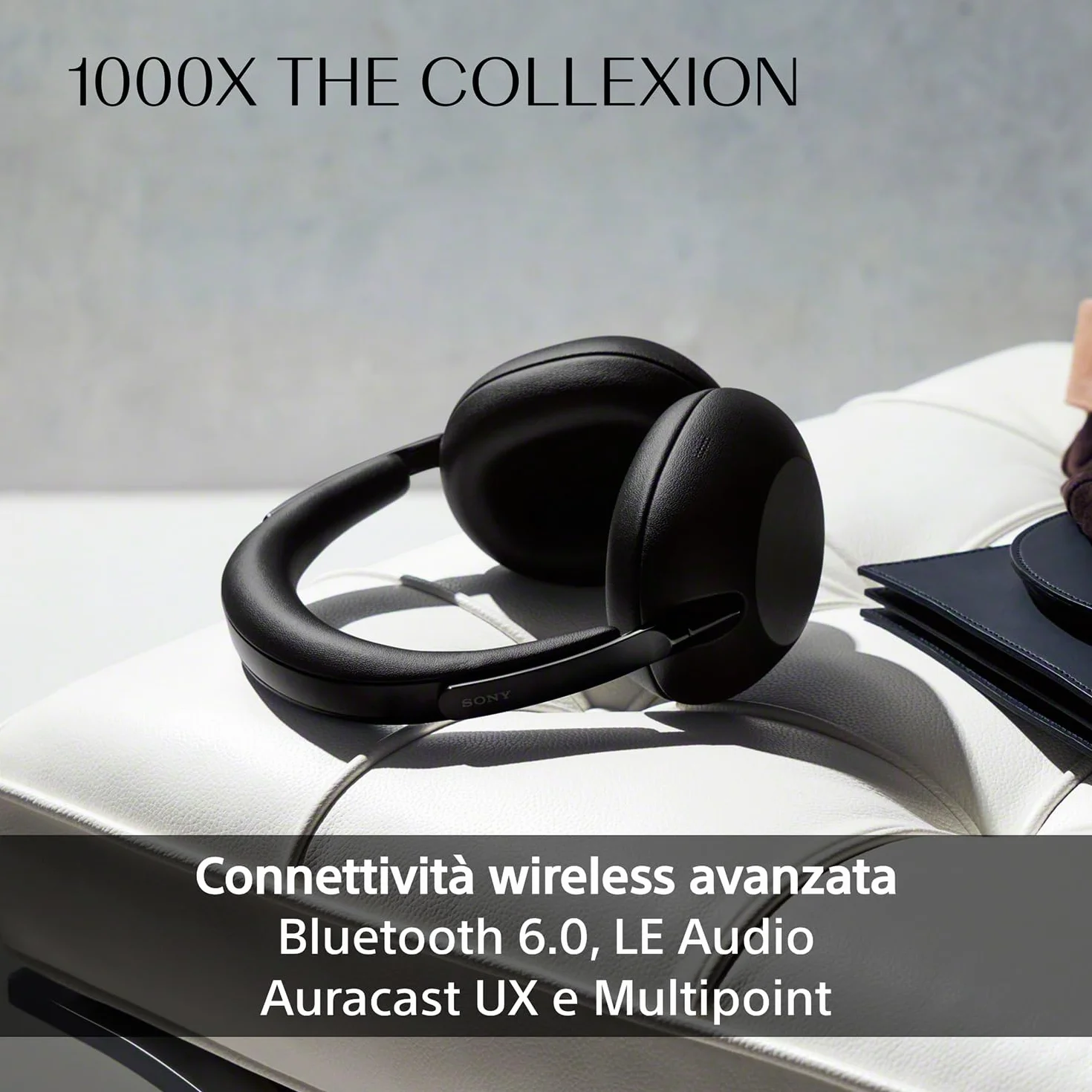 SONY 1000X THE COLLEXION cuffie wireless Bluetooth over-ear di lusso, Hi-Res, premium Noise Cancelling, audio spaziale 360, custodia resistente, compatibili con iOS e Android – Black, nuovo modello