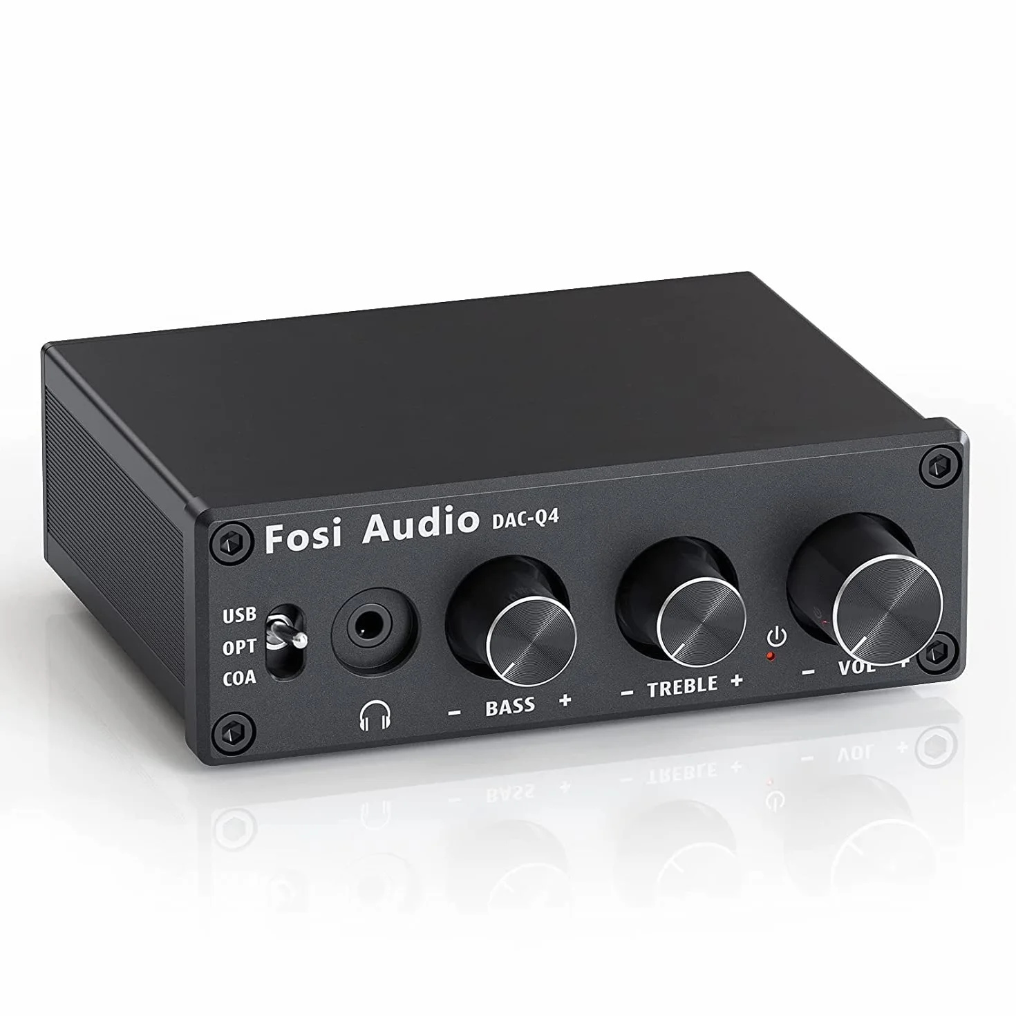 Fosi Audio Q4 DAC Amplificatore per Cuffie, Mini DAC USB C Hi-Res 32bit/768kHz, Uscita 3,5mm RCA, Ingresso Ottico Coassiale, per PC Home Theatre
