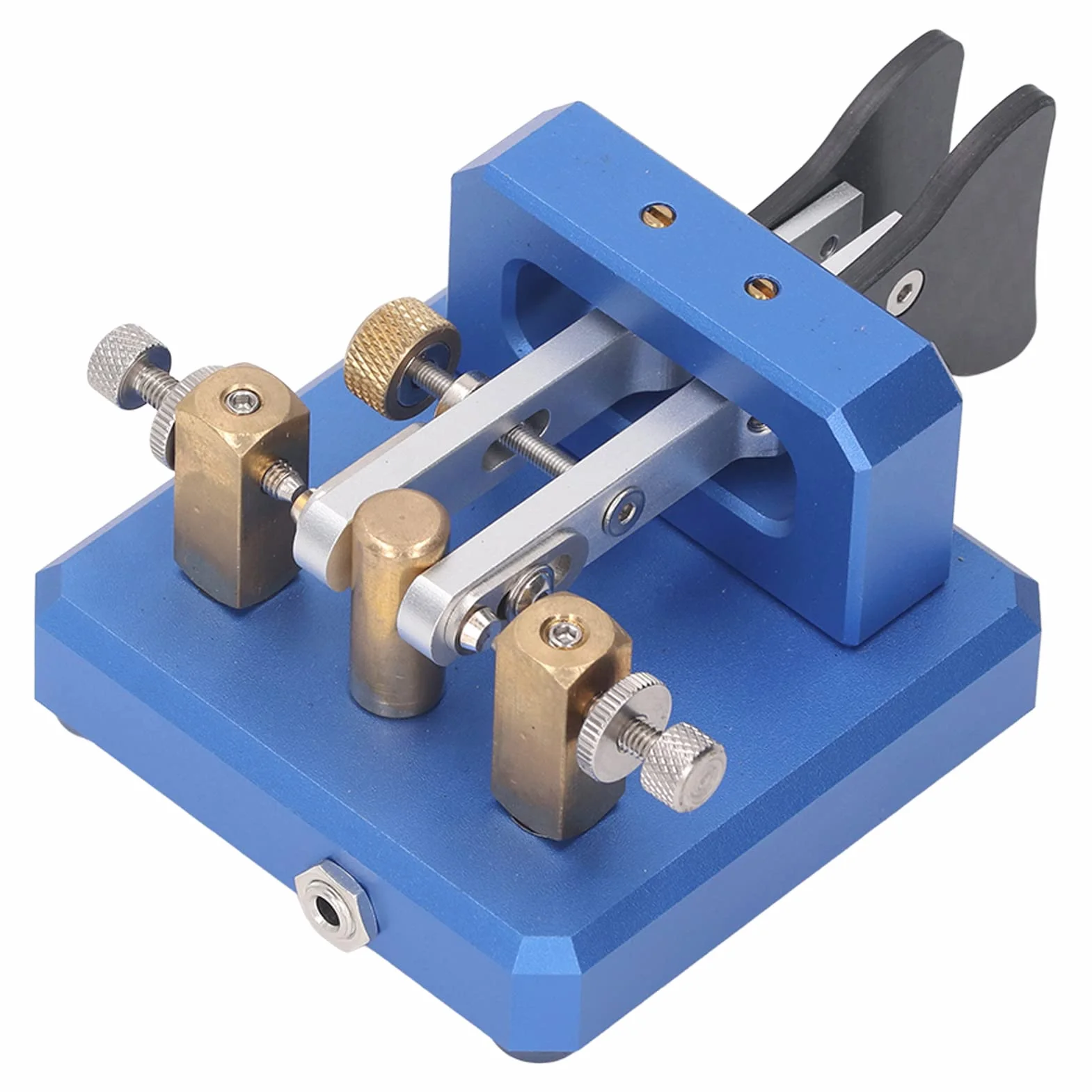 Chiave codice Morse Doppia paletta Chiave telegrafica CW automatica Strumento chiave codice Morse Acciaio (Blu)