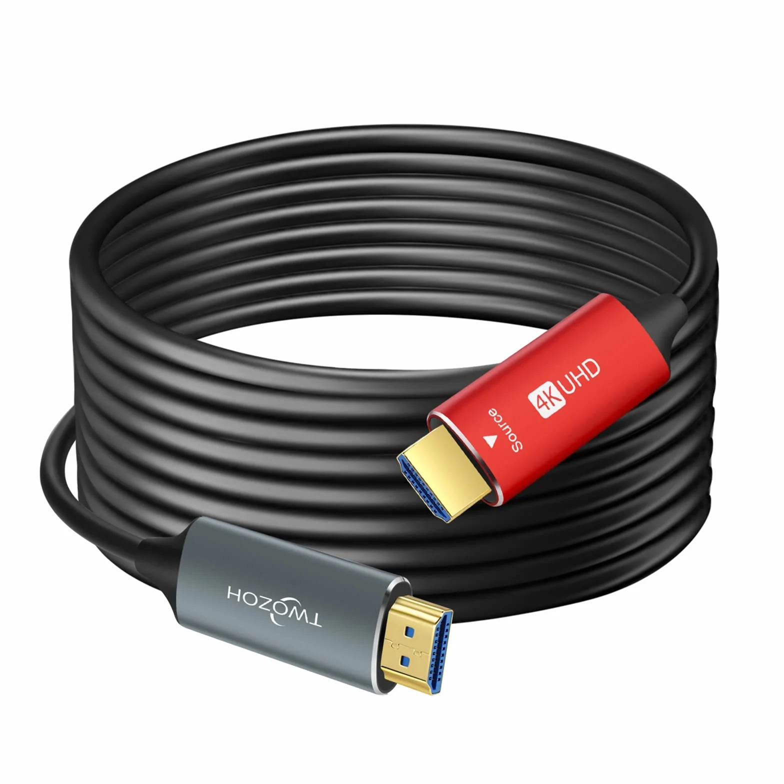 Twozoh Cavo HDMI Fibra Ottica 50M, 4K Cavi Fibra HDMI Alta Velocità Supporto 3D 4K@60Hz/18Gbps