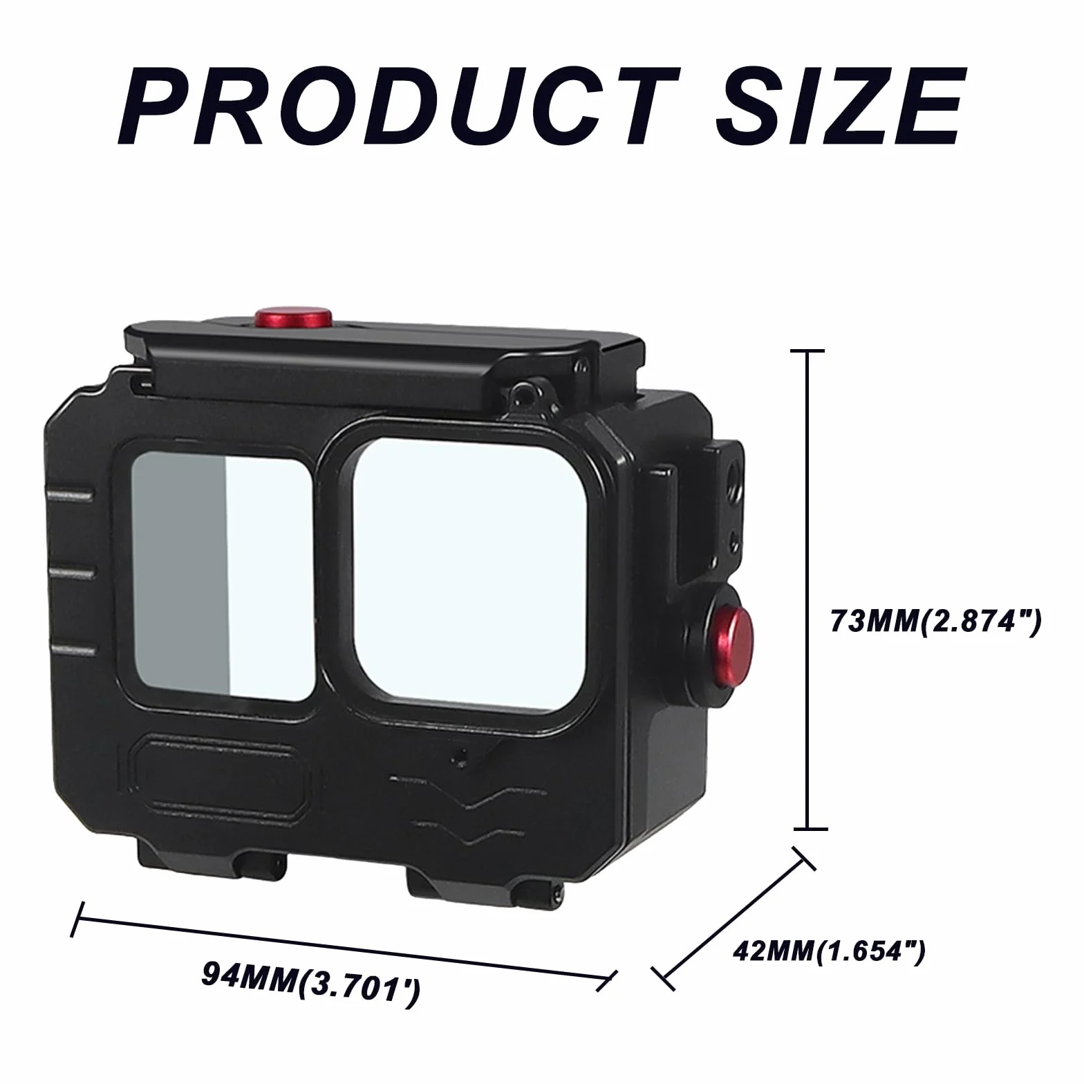 Custodia impermeabile in lega di alluminio da 80 m per Go Pro Hero13/Hero12/Hero11/Hero10/Hero9 nera, custodia protettiva per immersioni subacquee per Go Pro Hero 13 Action Camera con accessori per