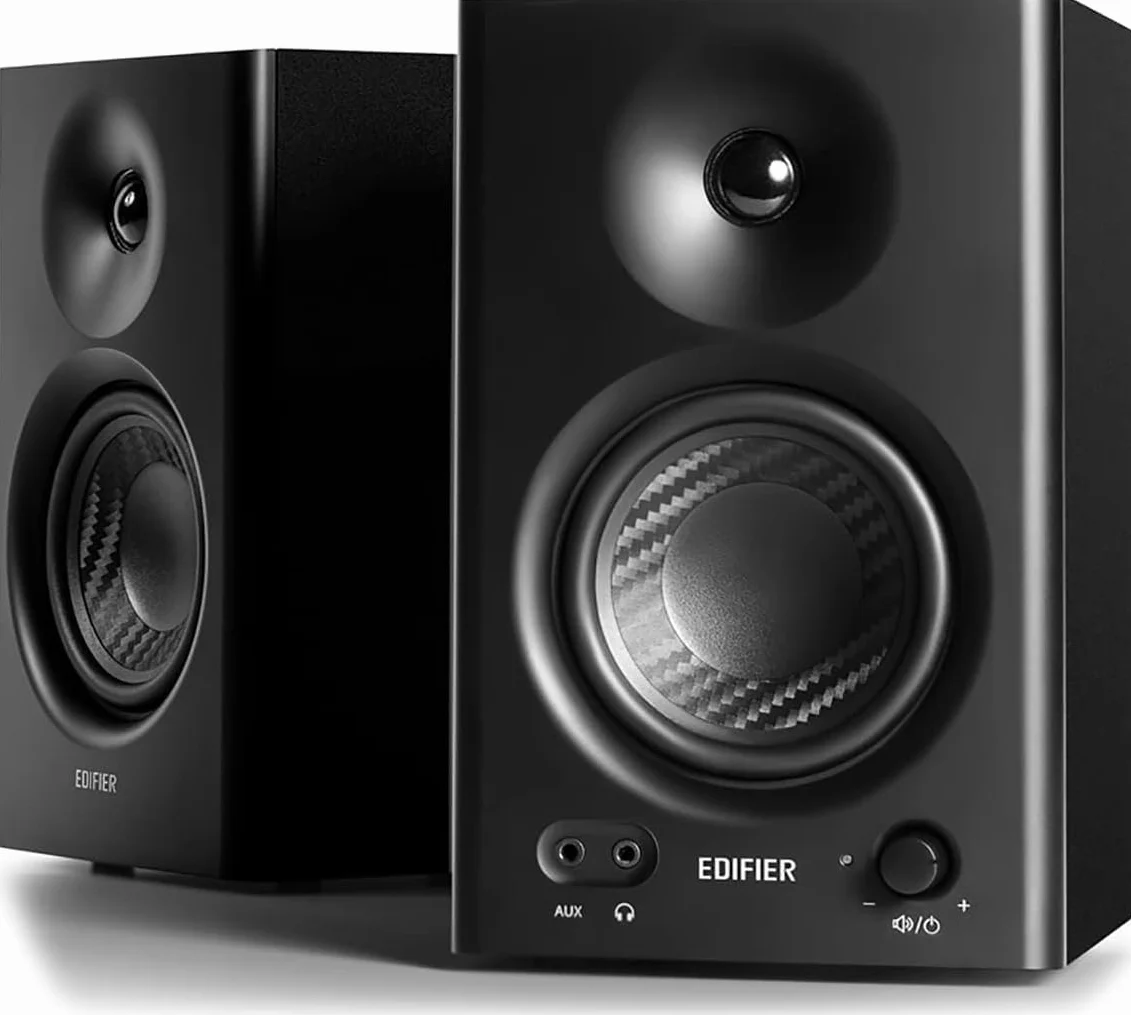 Edifier MR4 Cassa Monitor da Studio per PC Registrazione, 4" Near Field Attive Monitor Altoparlanti - Nero (coppia)