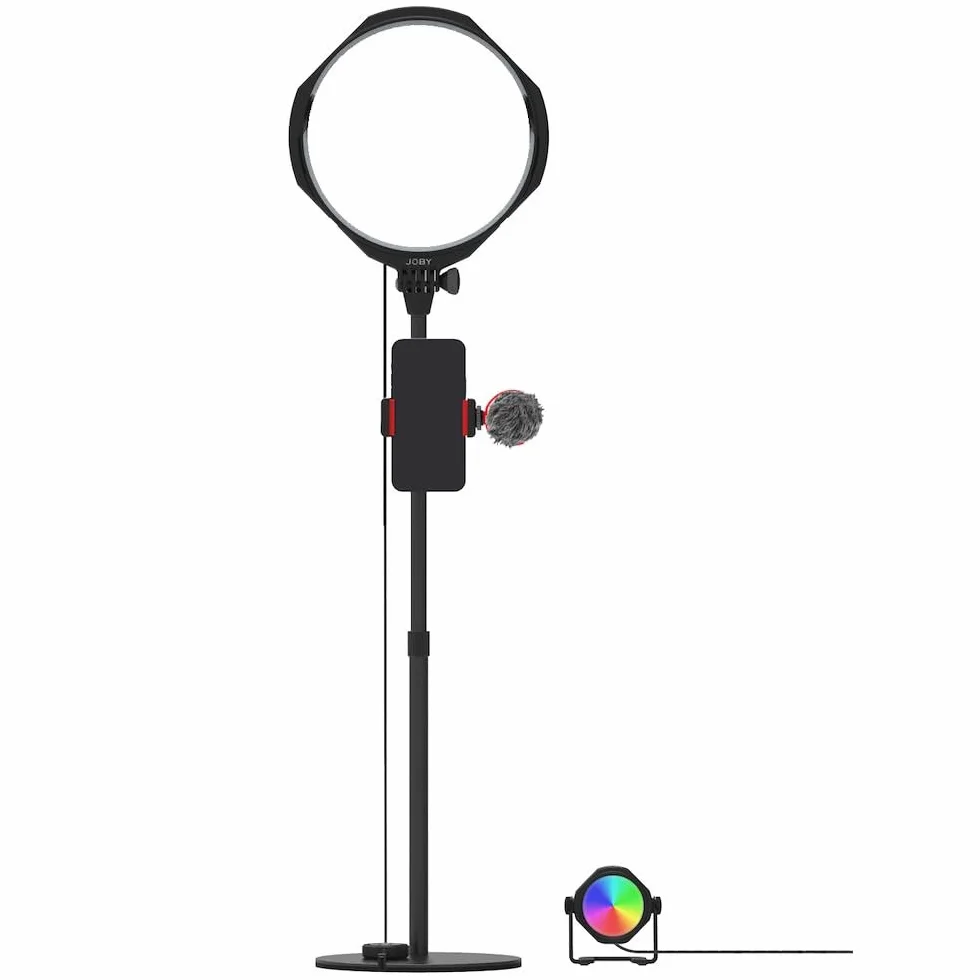 JOBY Beamo Studio Creator Kit, Soft Key Light per Video con Telecomando, Luce da Sfondo con 12 Colori, Microfono Mobile Wavo, Braccio Flessibile GorillaPod, Supporto per Telefono, Luce da Studio USB