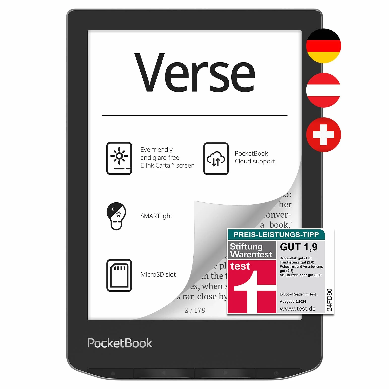 Pocketbook Verse Mist Grey 8 GB Lettore eBook 6" E-Ink Touch WiFi & Cloud MicroSD