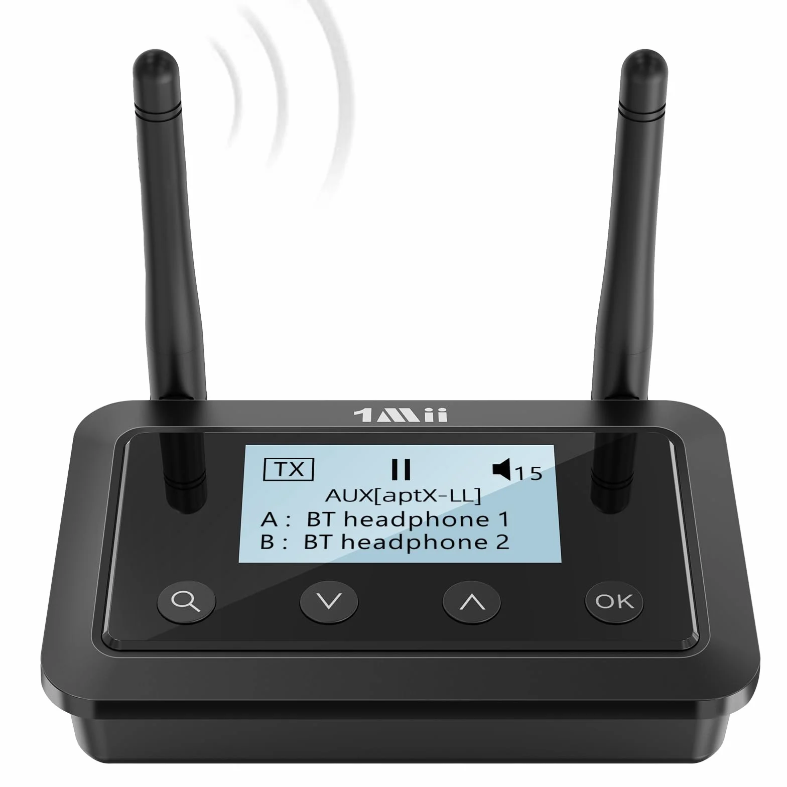 1Mii B03+ Trasmettitore Ricevitore Bluetooth per TV Stereo, Adattatore Bluetooth 5.3 Lungo Raggio per Audio TV con Schermo, aptX Low Latency & HD & Adaptive, Ottico RCA AUX 3,5mm Ingressi/Uscite