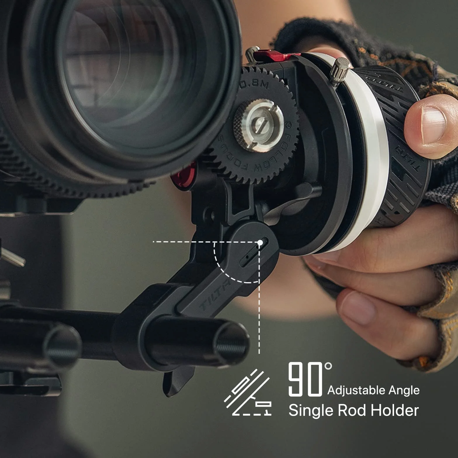 TILTA Pocket Follow Focus con segni A/B, controllo dello zoom dell'obiettivo per fotocamere mirrorless DSLR, con ingranaggio inclinato da 0,8 mm/anello ingranaggio/supporto per asta da 15 mm FF-T07
