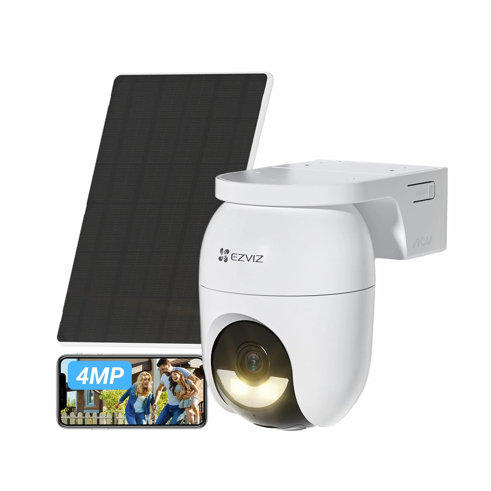 EZVIZ CB8 Lite 2K+ Telecamera WiFi Esterno Pannello Solare PTZ 360° AOV Rilevamento Persone Veicoli Audio Bidirezionale Visione Notturna Colori Difesa Attiva